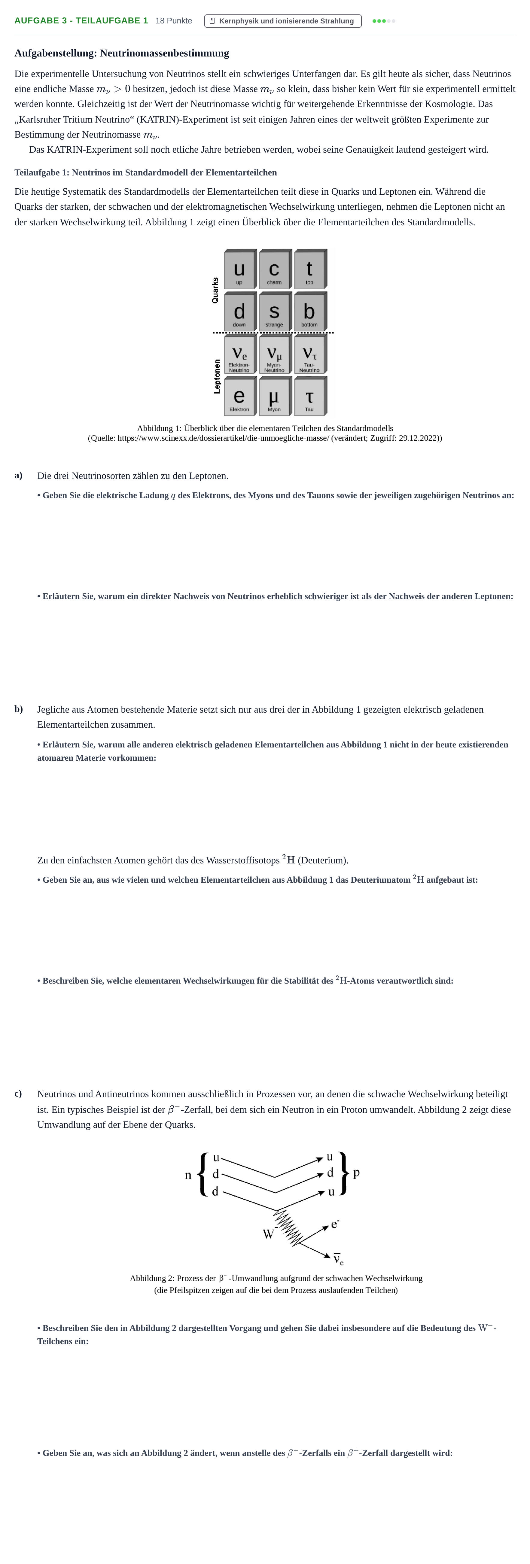 Aufgabenstellung: Aufgabe 3 - Teilaufgabe 1 · Abitur NRW Physik LK · Haupttermin · Weiterbildungskolleg 2023