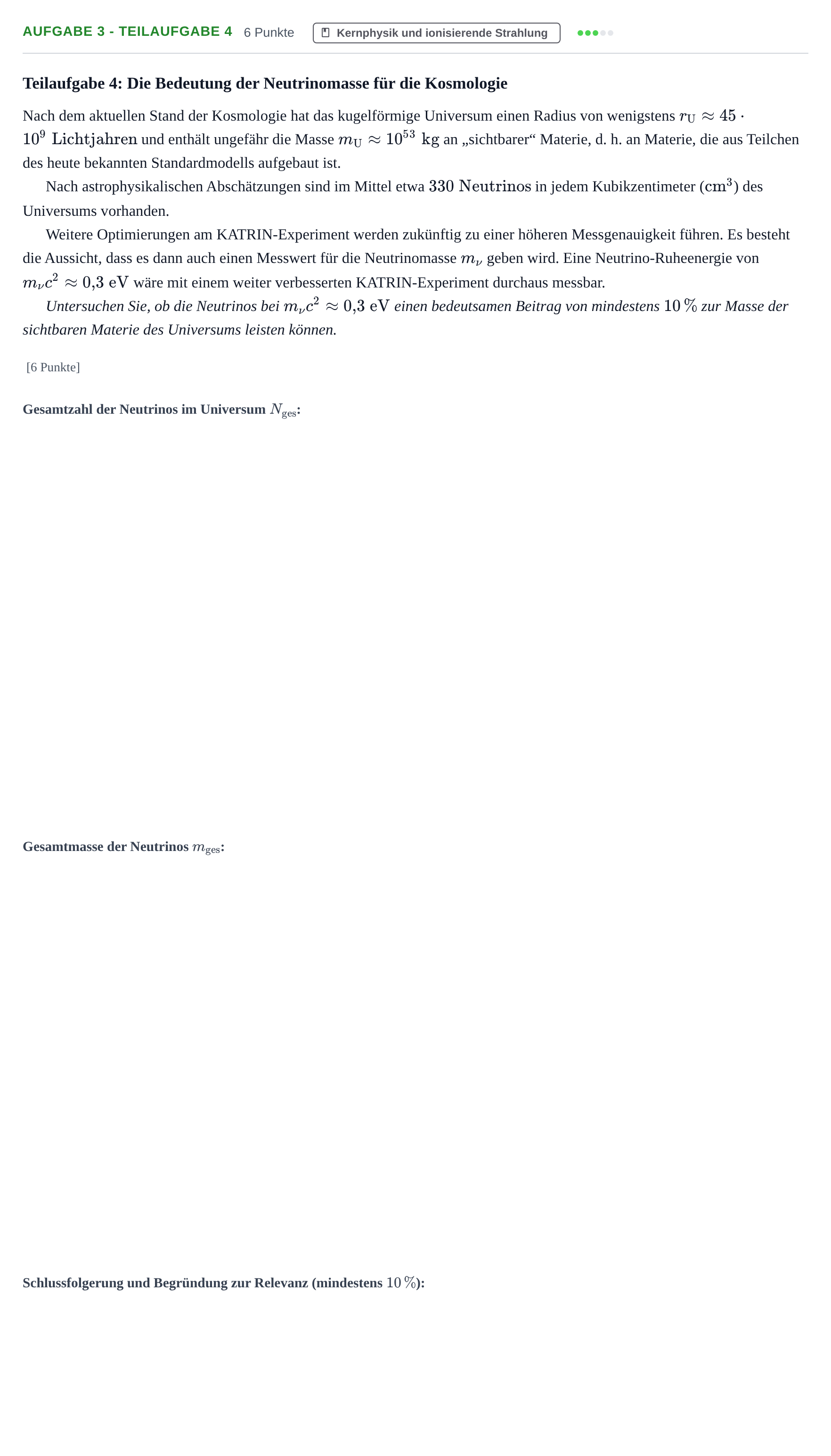 Aufgabenstellung: Aufgabe 3 - Teilaufgabe 4 · Abitur NRW Physik LK · Haupttermin · Weiterbildungskolleg 2023