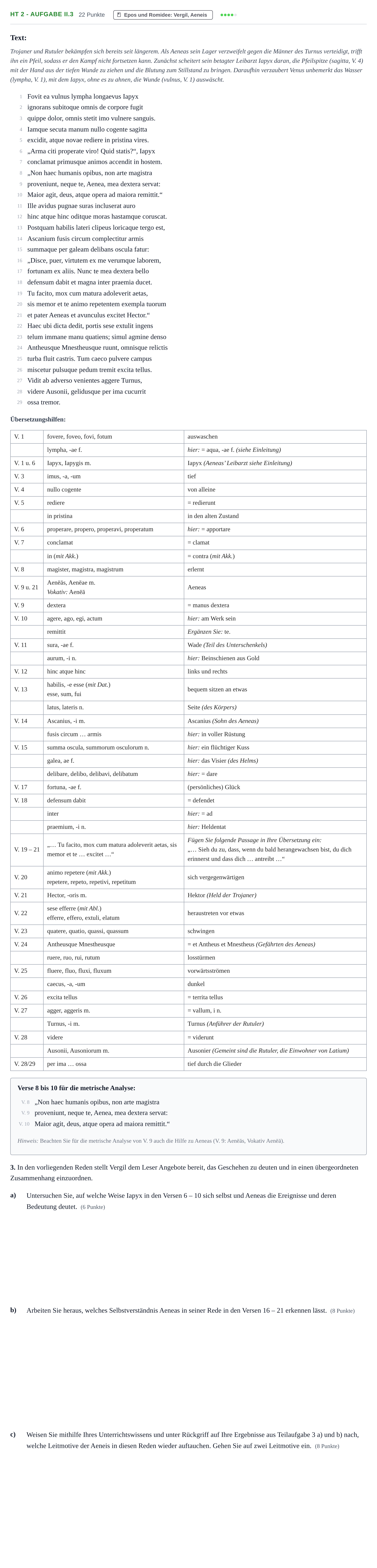 Aufgabenstellung: Aufgabe HT 2 - Aufgabe II.3 · Abitur NRW Latein LK · Haupttermin · fortgeführt 2023