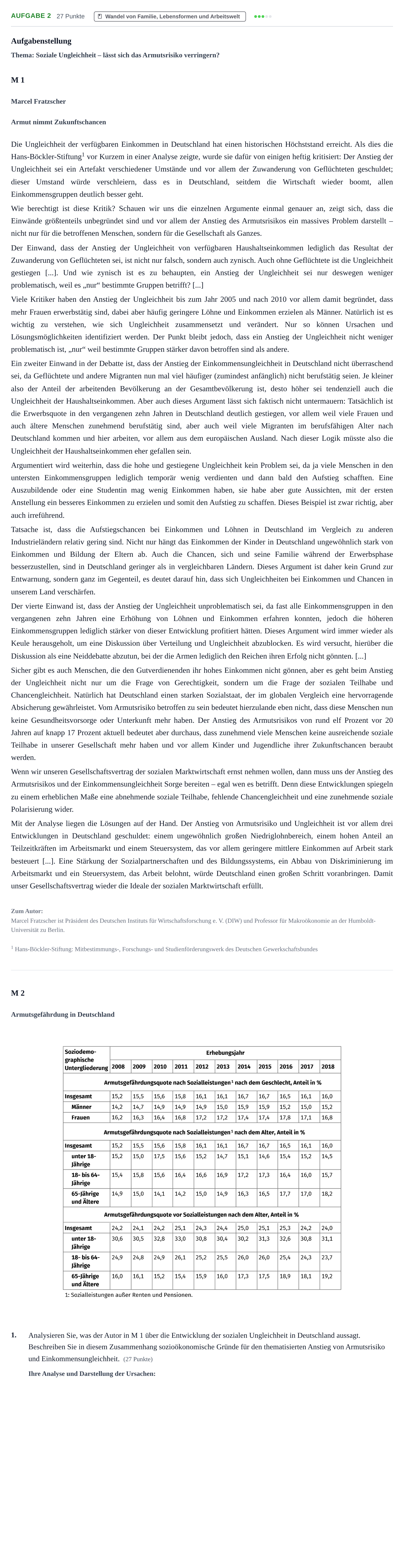 Aufgabenstellung: Aufgabe 2 - Wandel von Familie, Lebensformen und… · Abitur NRW Soziologie LK · Haupttermin · Weiterbildungskolleg 2021