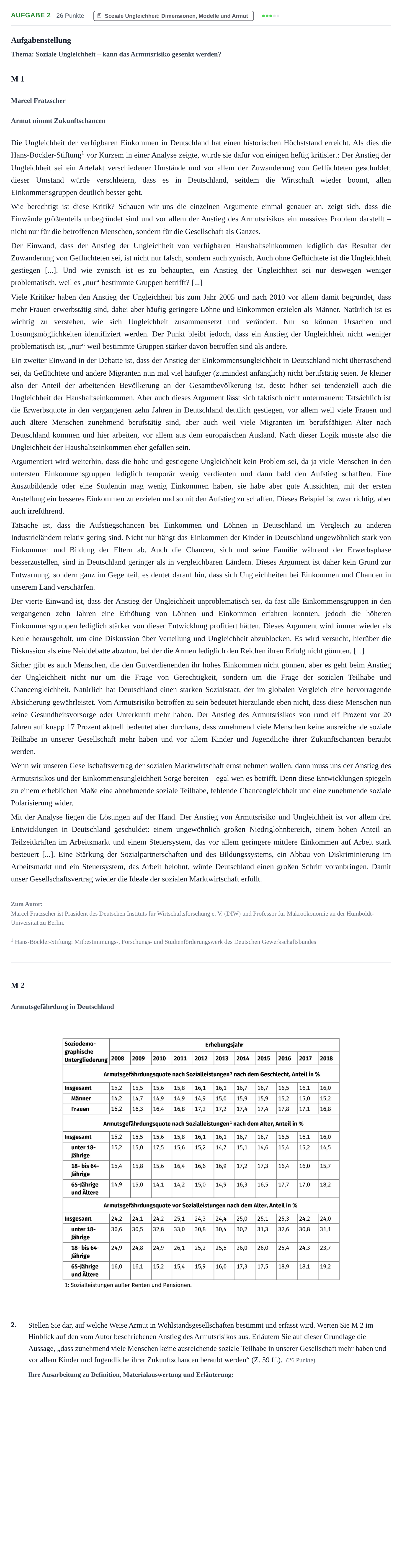 Aufgabenstellung: Aufgabe 2 - Soziale Ungleichheit: Dimensionen, Mo… · Abitur NRW Soziologie LK · Haupttermin · Weiterbildungskolleg 2021