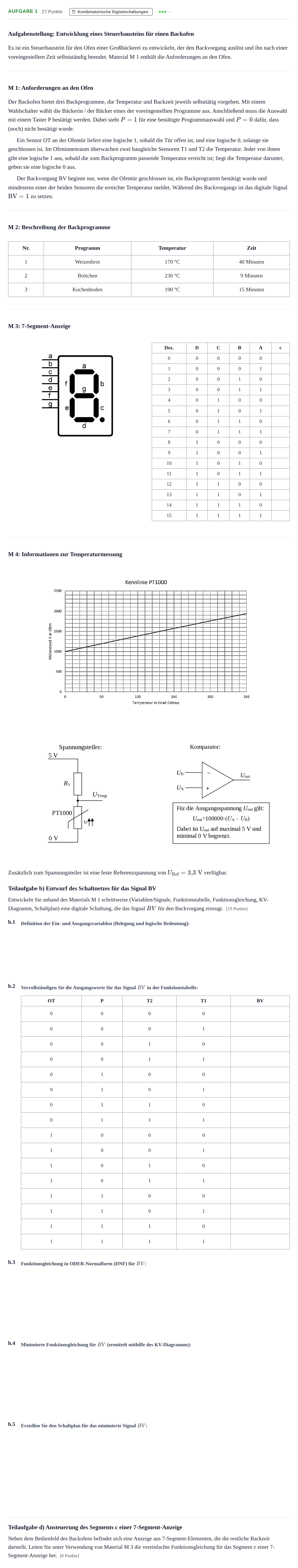 Aufgabenstellung: Aufgabe 1 - Kombinatorische Digitalschaltungen · Abitur NRW Technik LK · Haupttermin 2021