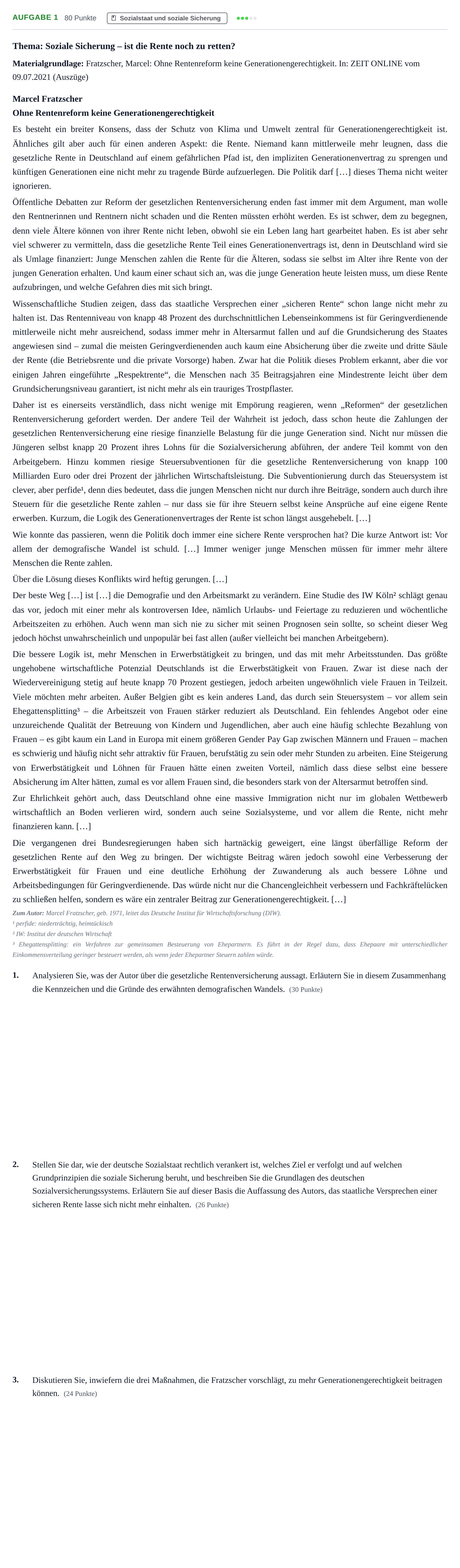Aufgabenstellung: Aufgabe 1 · Abitur NRW Soziologie GK · Haupttermin · Weiterbildungskolleg 2022