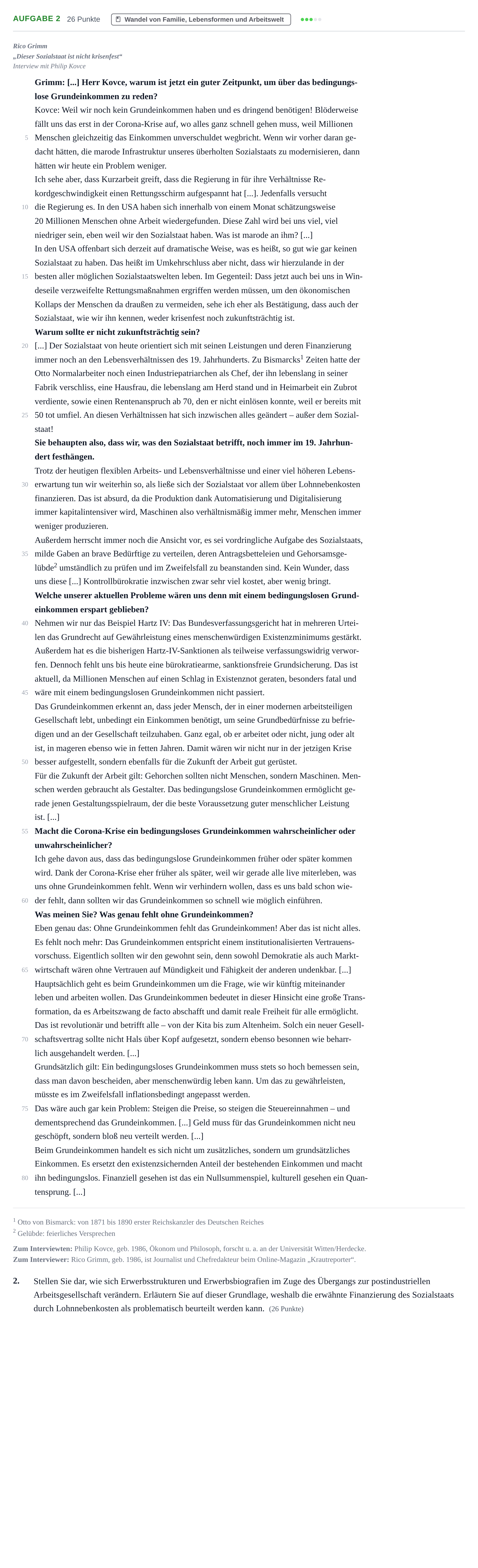 Aufgabenstellung: Aufgabe 2 - Wandel von Familie, Lebensformen und… · Abitur NRW Soziologie GK · Haupttermin · Weiterbildungskolleg 2022