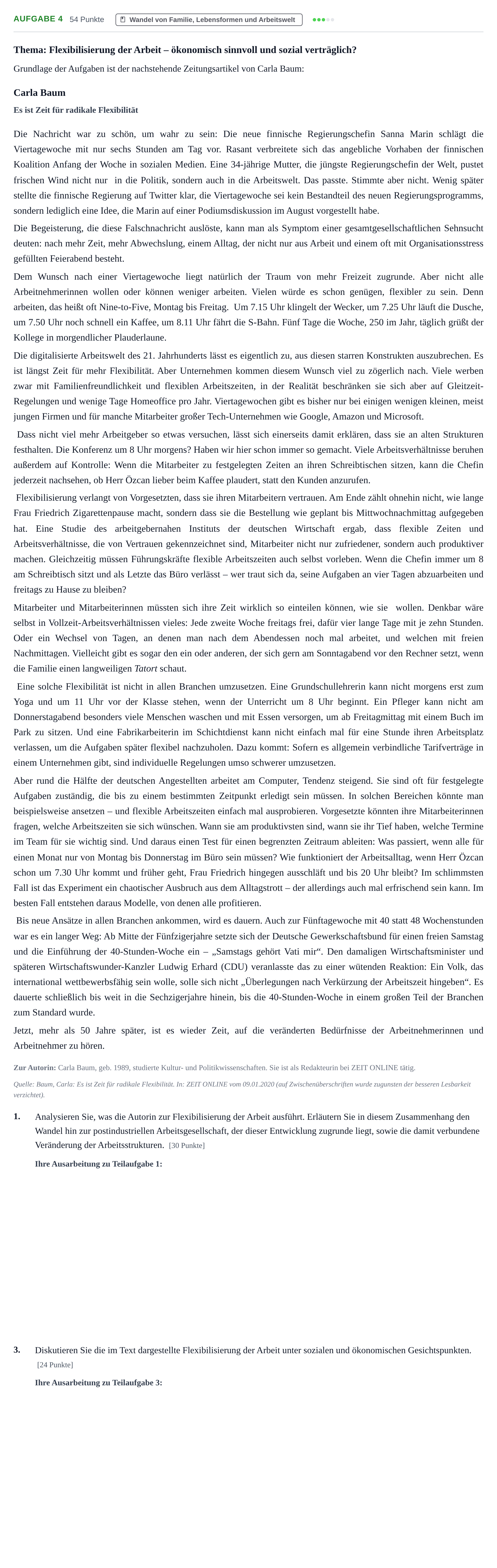 Aufgabenstellung: Aufgabe 4 - Wandel von Familie, Lebensformen und… · Abitur NRW Soziologie GK · Haupttermin · Weiterbildungskolleg 2022