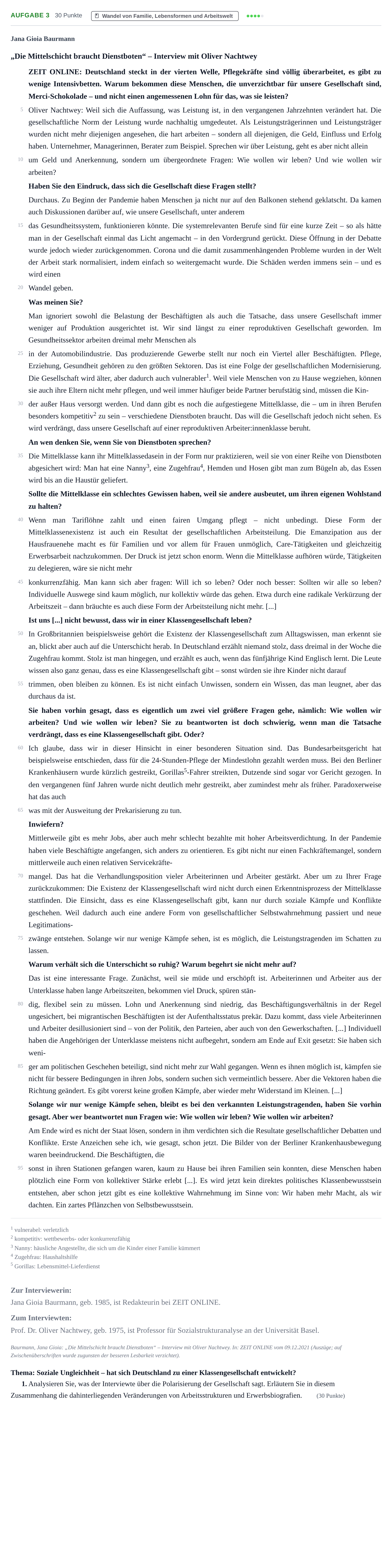 Aufgabenstellung: Aufgabe 3 - Wandel von Familie, Lebensformen und… · Abitur NRW Soziologie LK · Haupttermin · Weiterbildungskolleg 2023