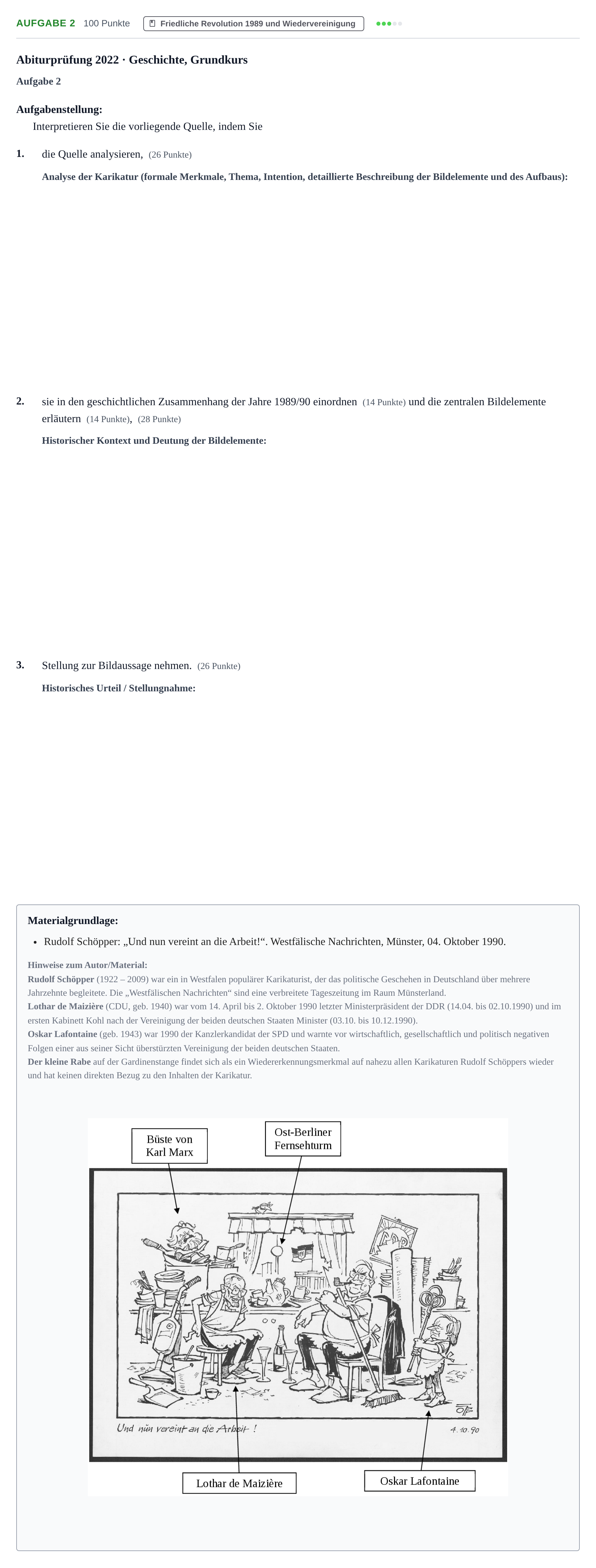 Aufgabenstellung: Aufgabe 2 · Abitur NRW Geschichte GK · Haupttermin 2022