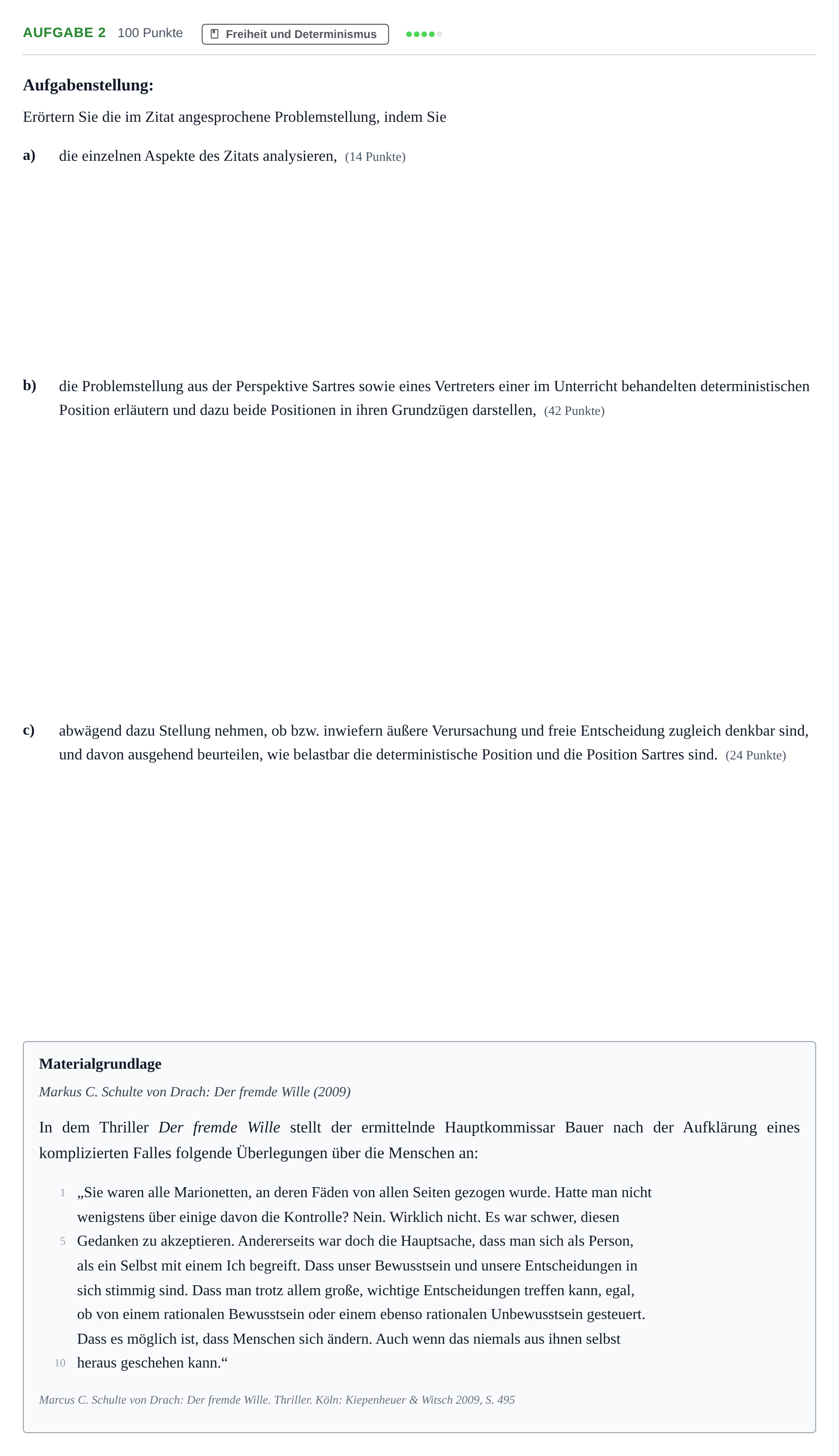 Aufgabenstellung: Aufgabe 2 · Abitur NRW Philosophie GK · Haupttermin · Weiterbildungskolleg 2021