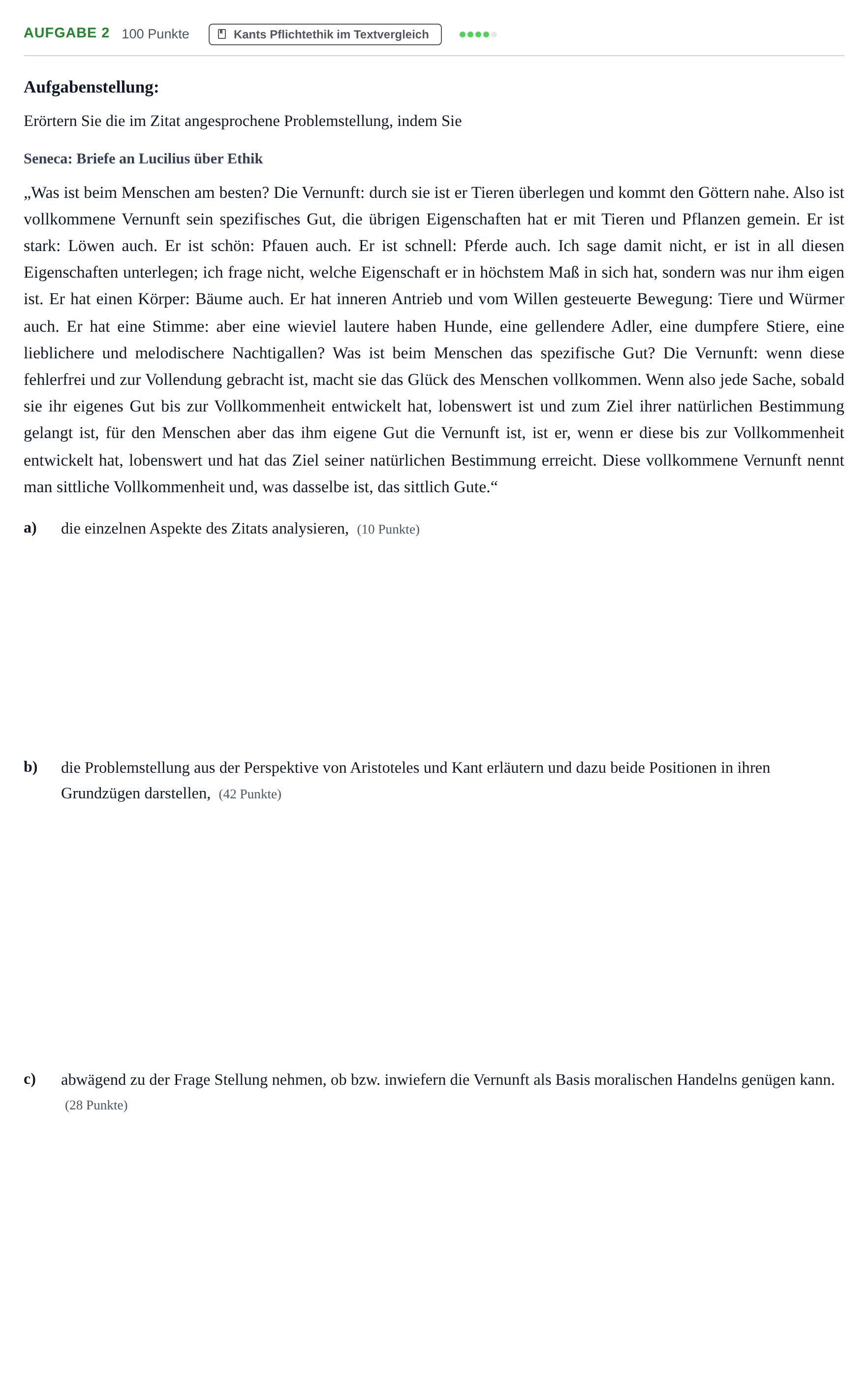 Aufgabenstellung: Aufgabe 2 · Abitur NRW Philosophie LK · Haupttermin 2021