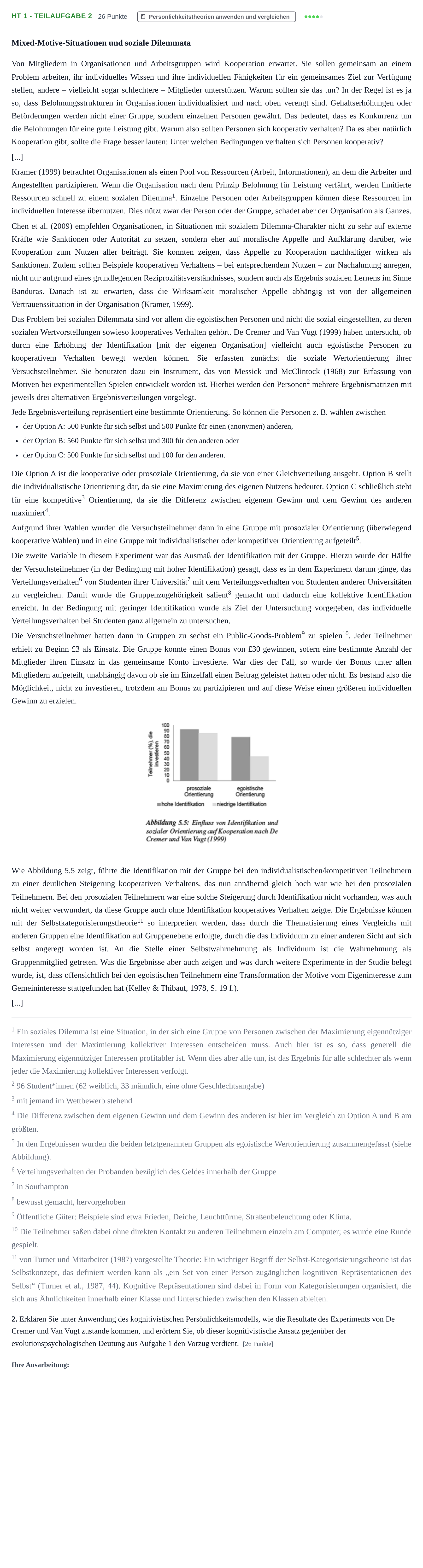 Aufgabenstellung: Aufgabe HT 1 - Teilaufgabe 2 · Abitur NRW Psychologie LK · Haupttermin 2021
