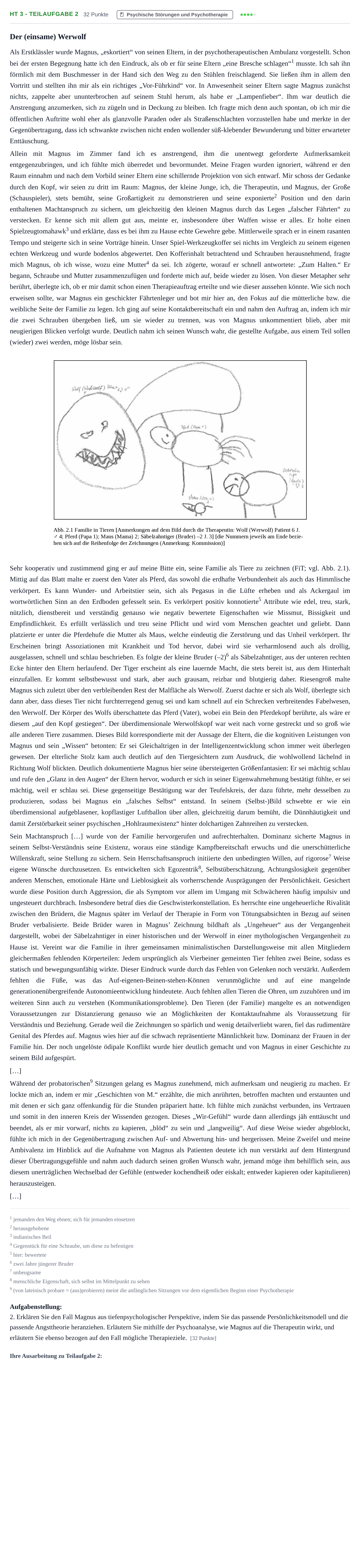 Aufgabenstellung: Aufgabe HT 3 - Teilaufgabe 2 · Abitur NRW Psychologie LK · Haupttermin 2021