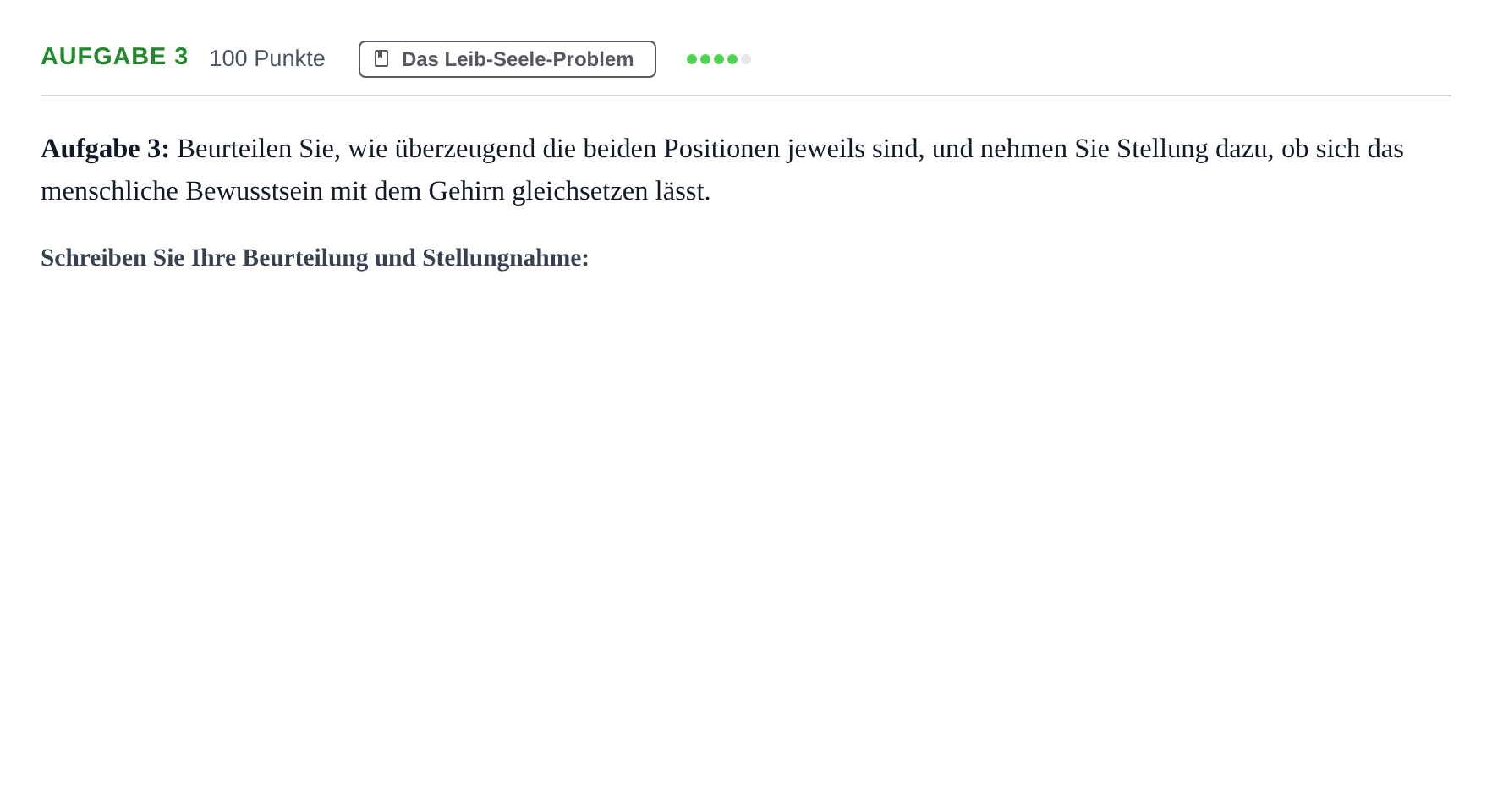 Aufgabenstellung: Aufgabe 3 · Abitur NRW Philosophie LK · Haupttermin · Weiterbildungskolleg 2023