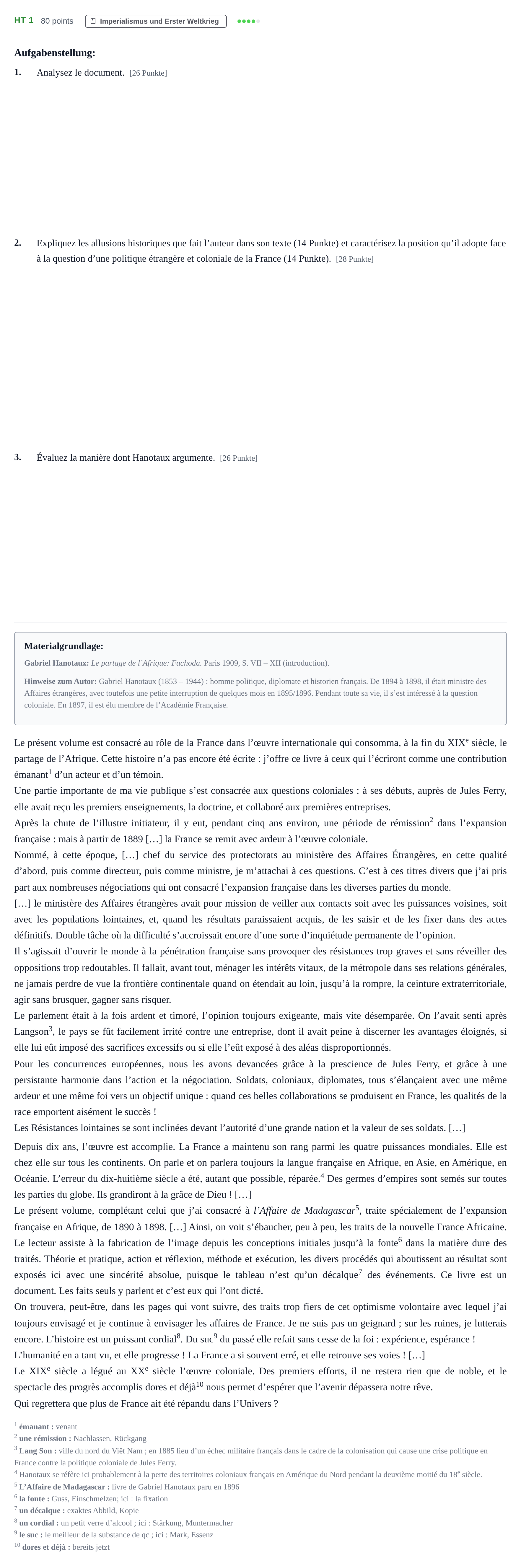 Aufgabenstellung: Aufgabe HT 1 · Abitur NRW Geschichte GK · Haupttermin · bilingual Französisch 2023