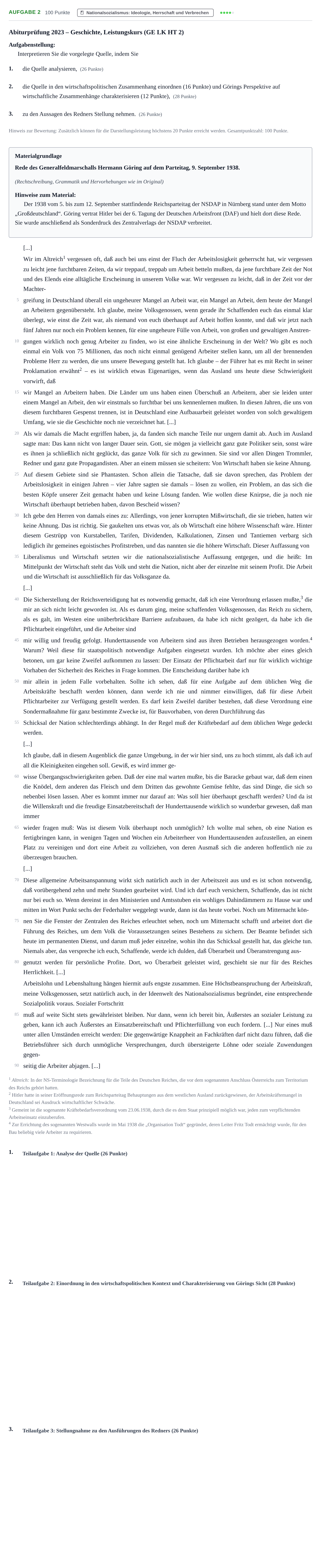Aufgabenstellung: Aufgabe 2 · Abitur NRW Geschichte LK · Haupttermin 2023