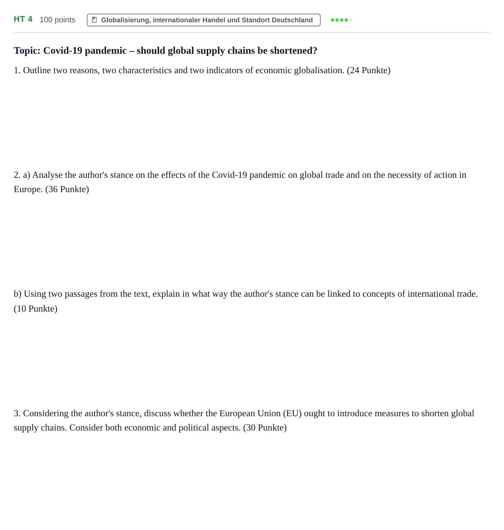 Aufgabenstellung: Aufgabe HT 4 · Abitur NRW Sozialwissenschaften GK · Haupttermin · bilingual Englisch 2021