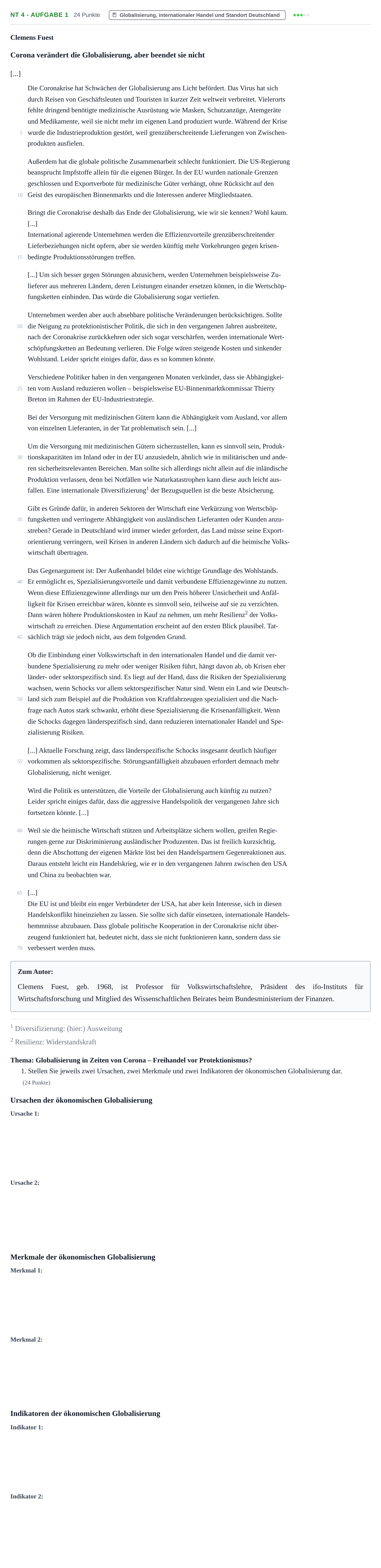 Aufgabenstellung: Aufgabe NT 4 - Aufgabe 1 · Abitur NRW Sozialwissenschaften GK · Nachtermin 2021