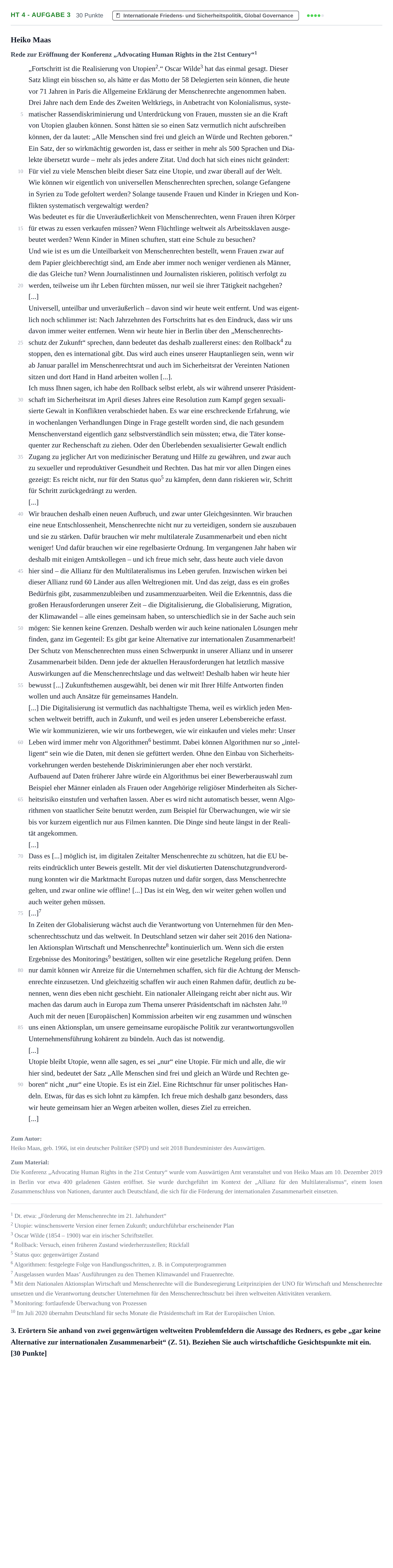 Aufgabenstellung: Aufgabe HT 4 - Aufgabe 3 · Abitur NRW Sozialwissenschaften LK · Haupttermin · Wirtschaft 2021
