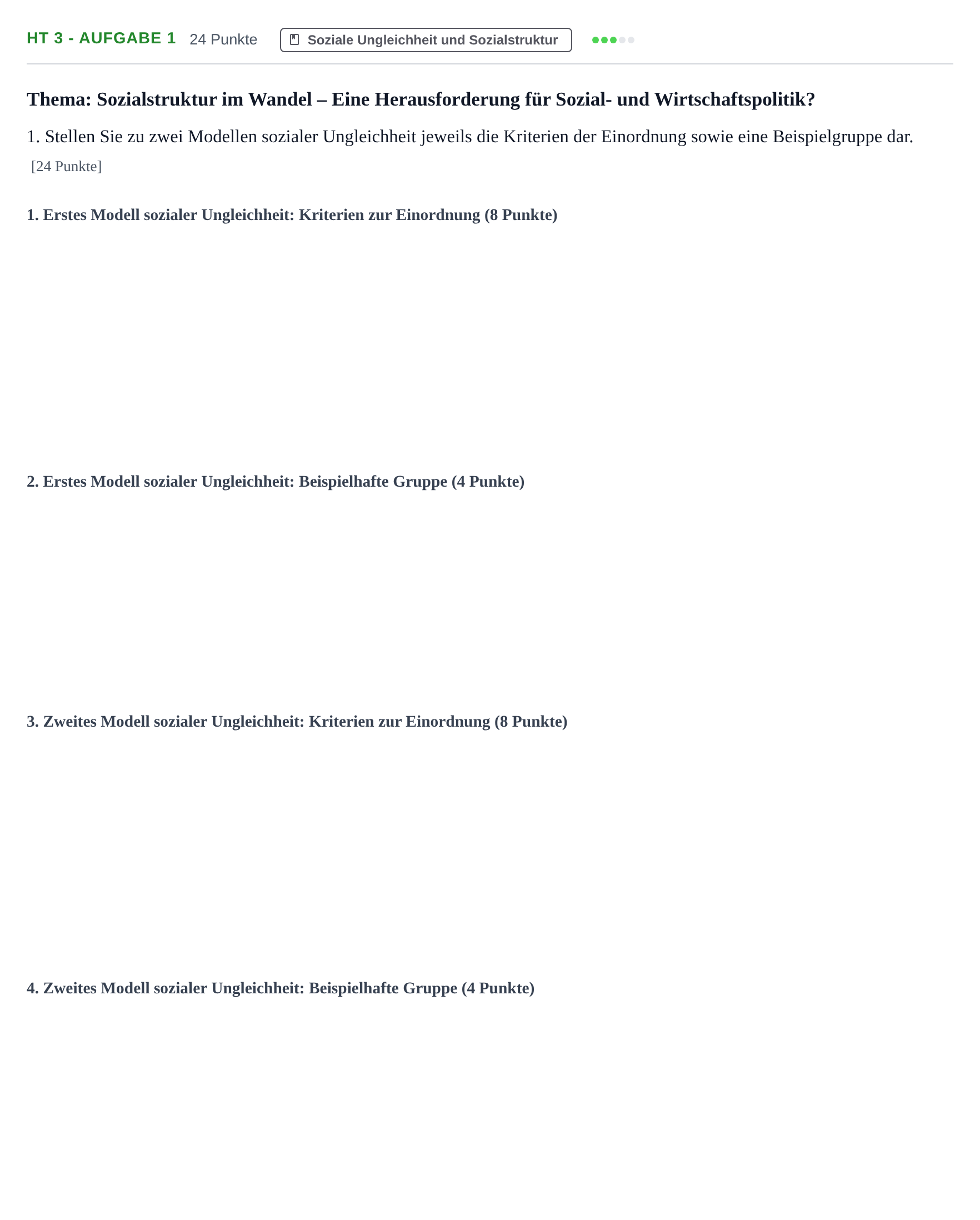 Aufgabenstellung: Aufgabe HT 3 - Aufgabe 1 · Abitur NRW Sozialwissenschaften LK · Haupttermin 2021
