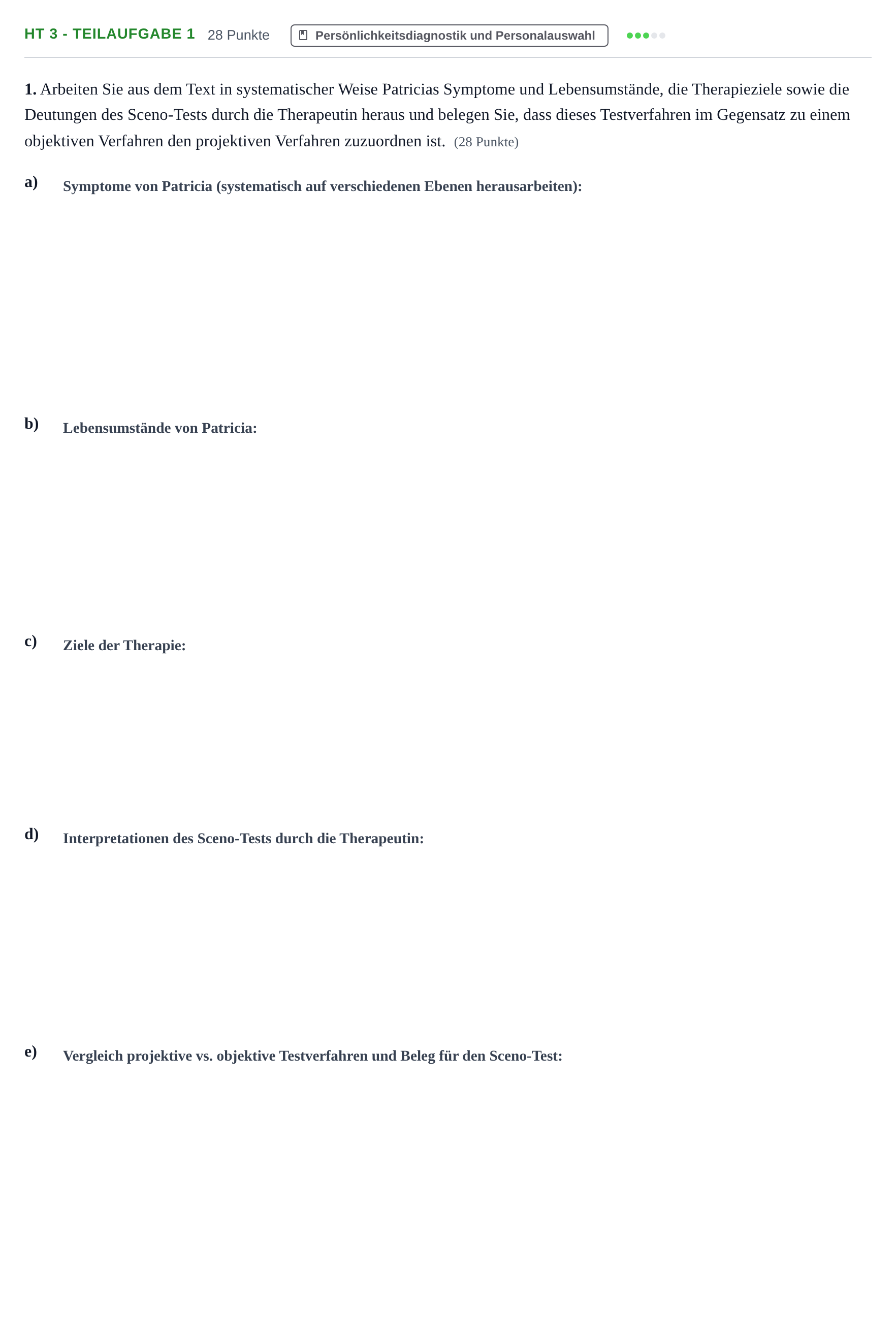 Aufgabenstellung: Aufgabe HT 3 - Teilaufgabe 1 · Abitur NRW Psychologie GK · Haupttermin 2023