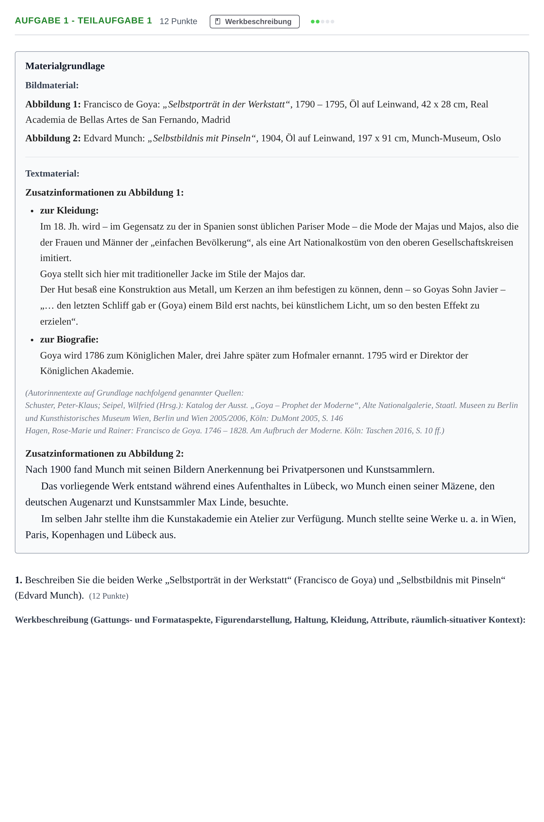 Aufgabenstellung: Aufgabe 1 - Teilaufgabe 1 · Abitur NRW Kunst LK · Haupttermin 2021