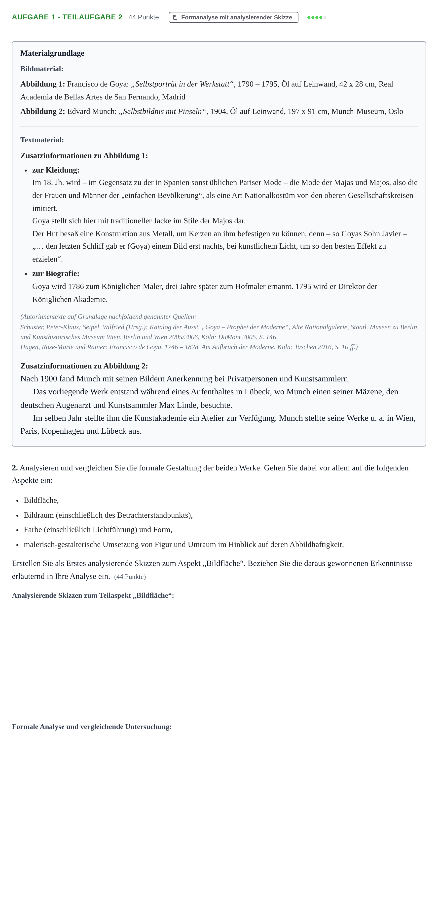 Aufgabenstellung: Aufgabe 1 - Teilaufgabe 2 · Abitur NRW Kunst LK · Haupttermin 2021