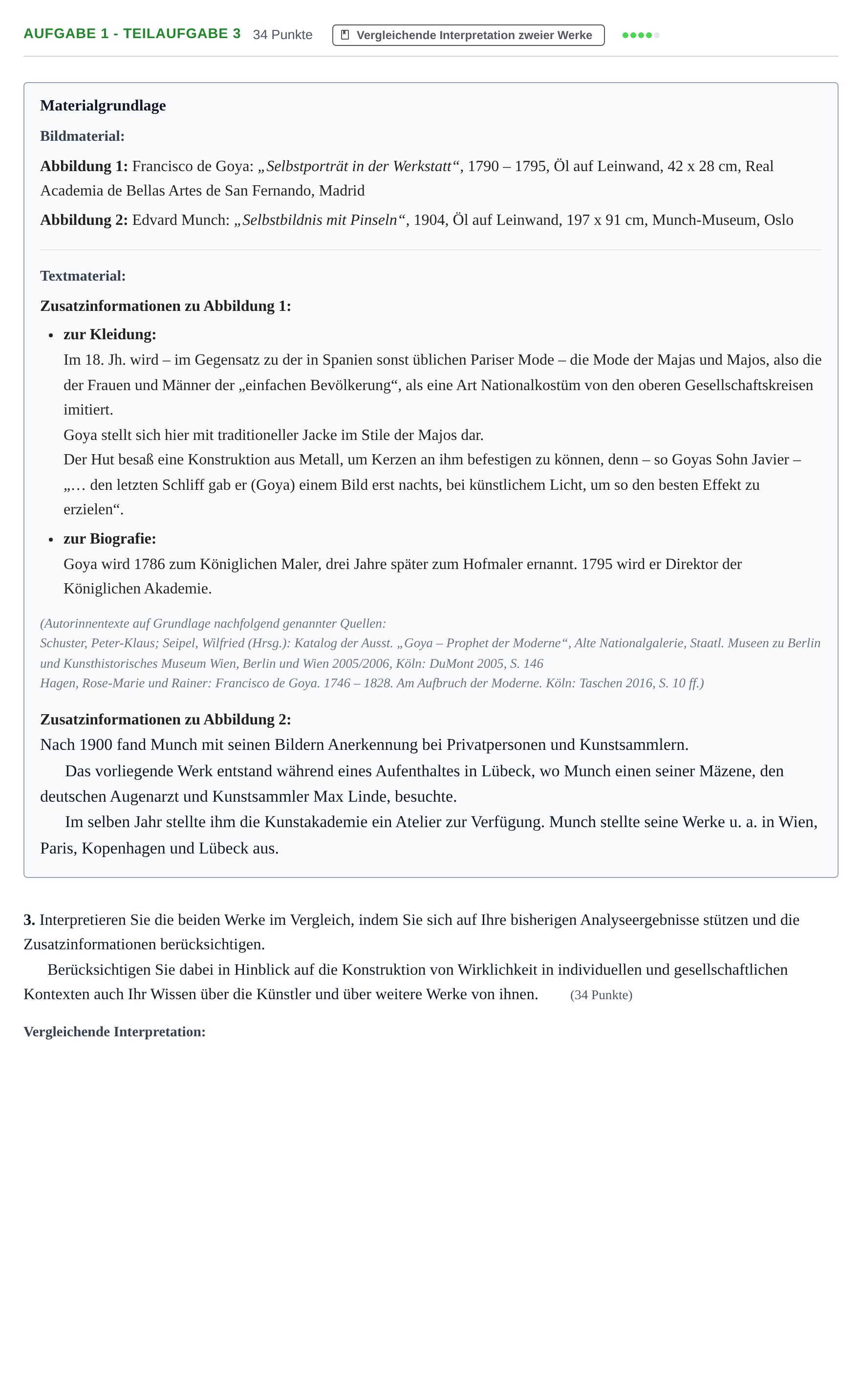 Aufgabenstellung: Aufgabe 1 - Teilaufgabe 3 · Abitur NRW Kunst LK · Haupttermin 2021