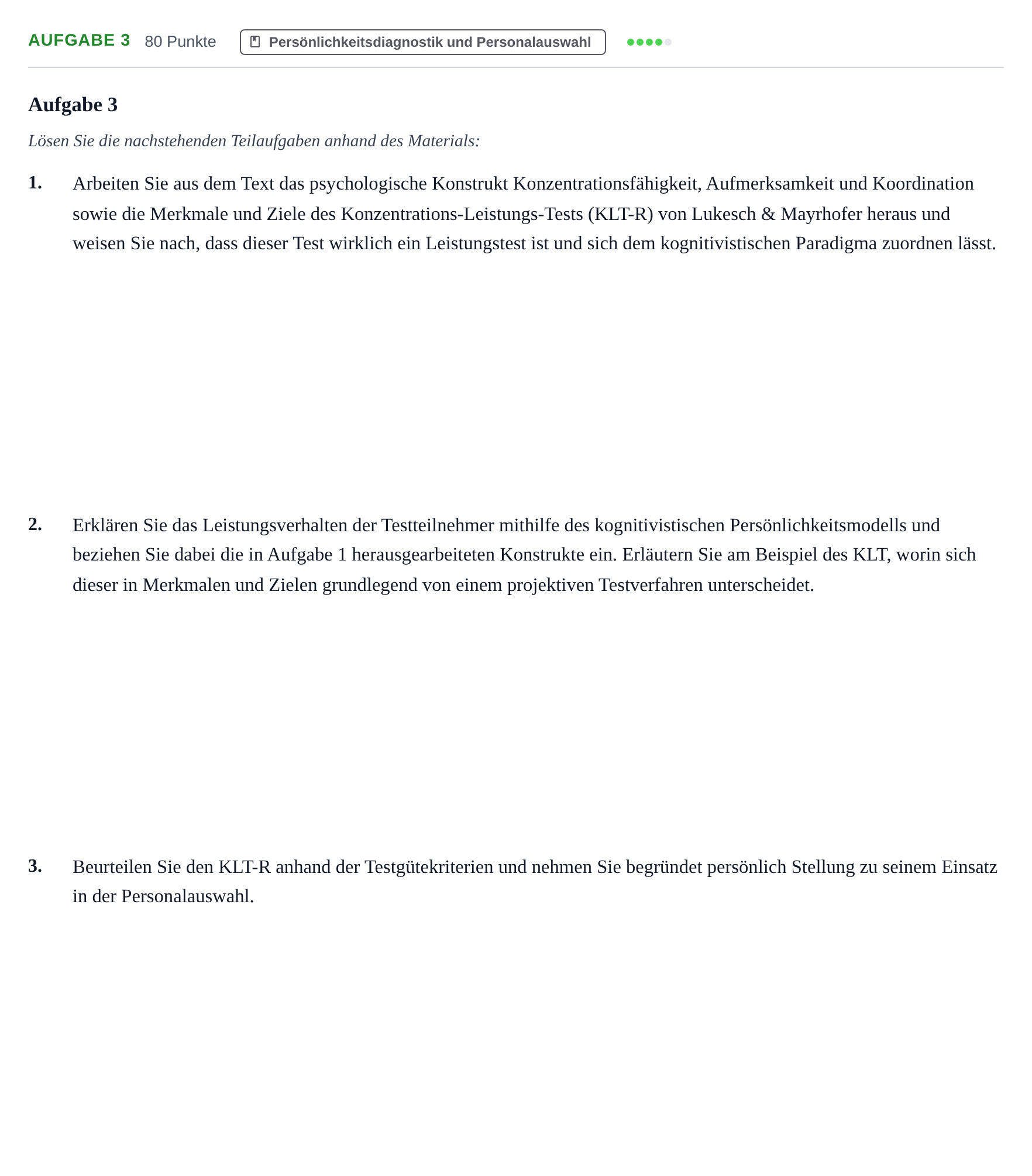 Aufgabenstellung: Aufgabe 3 · Abitur NRW Psychologie GK · Nachtermin 2023