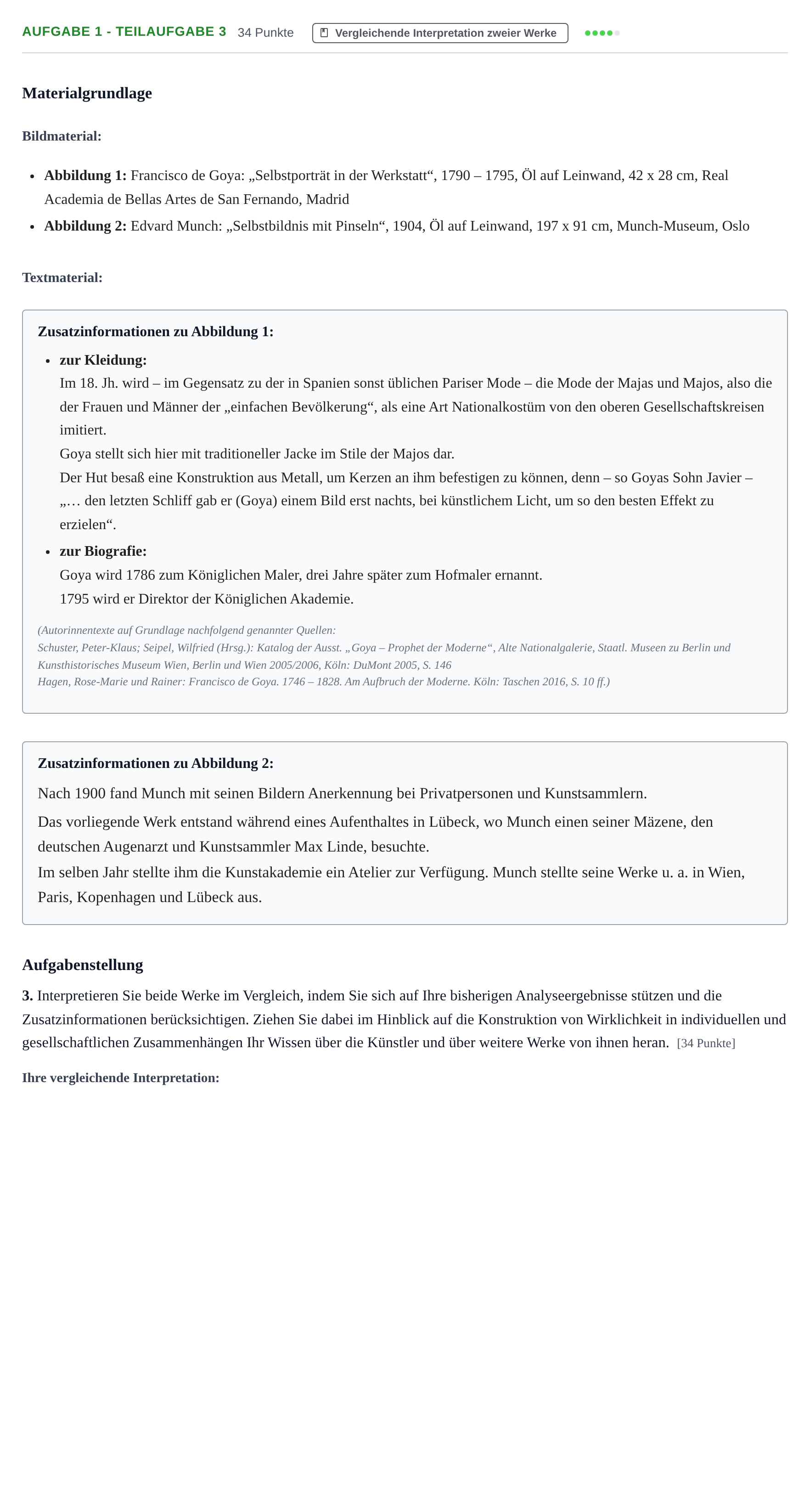 Aufgabenstellung: Aufgabe 1 - Teilaufgabe 3 · Abitur NRW Kunst LK · Haupttermin · Weiterbildungskolleg 2021