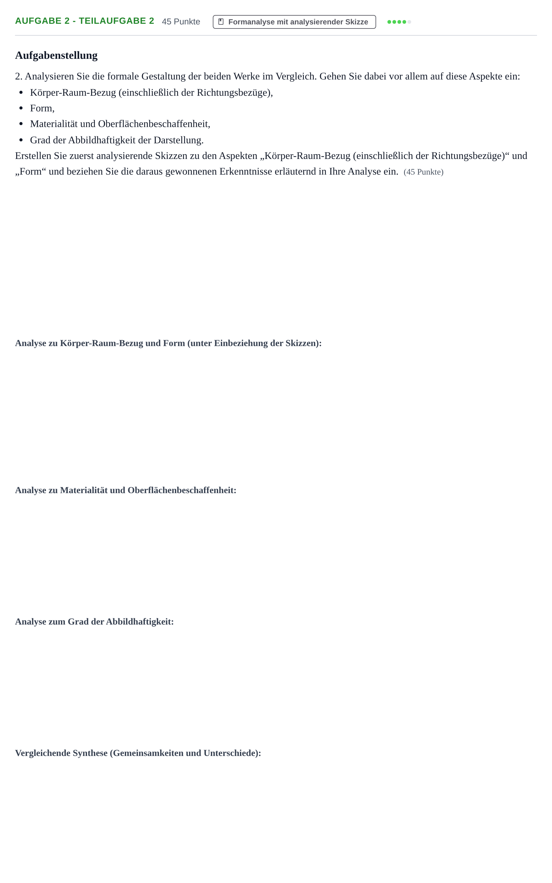 Aufgabenstellung: Aufgabe 2 - Teilaufgabe 2 · Abitur NRW Kunst LK · Haupttermin · Weiterbildungskolleg 2021