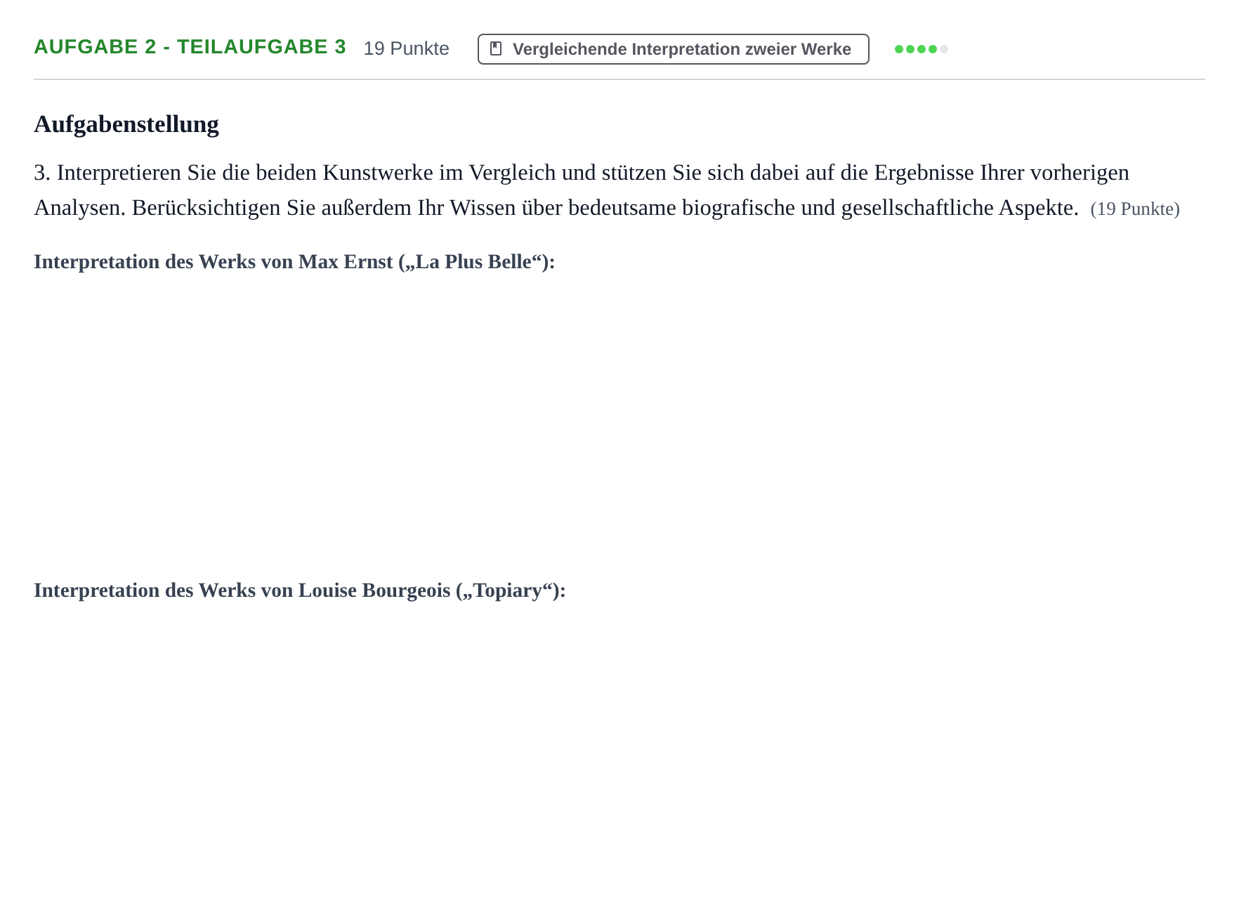 Aufgabenstellung: Aufgabe 2 - Teilaufgabe 3 · Abitur NRW Kunst LK · Haupttermin · Weiterbildungskolleg 2021