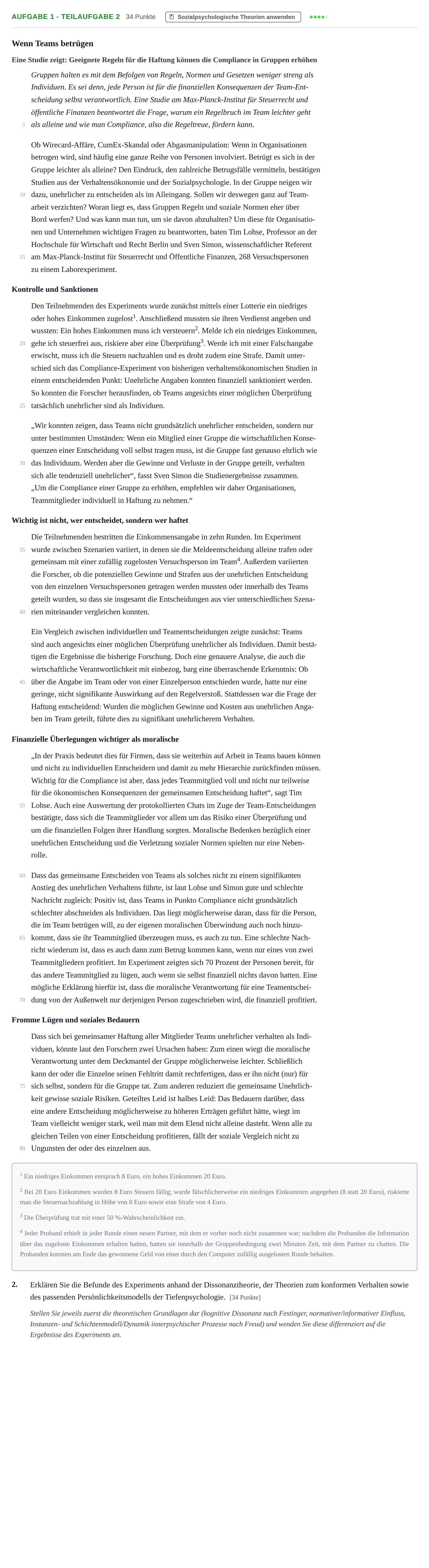 Aufgabenstellung: Aufgabe 1 - Teilaufgabe 2 · Abitur NRW Psychologie LK · Haupttermin 2023