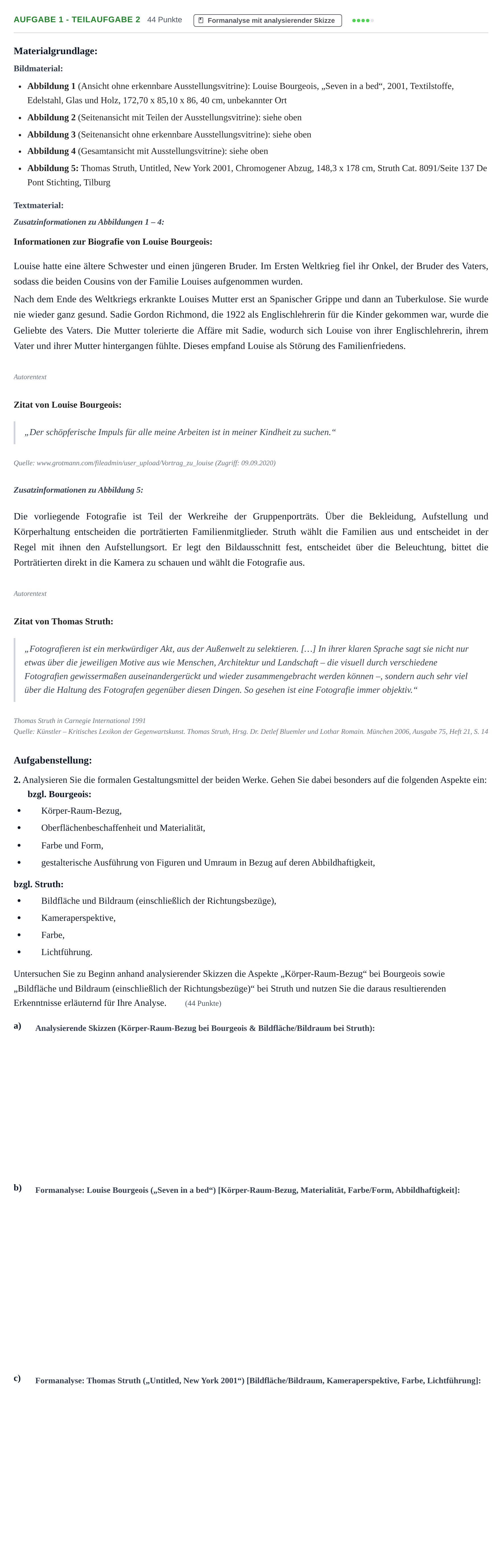 Aufgabenstellung: Aufgabe 1 - Teilaufgabe 2 · Abitur NRW Kunst LK · Nachtermin 2021