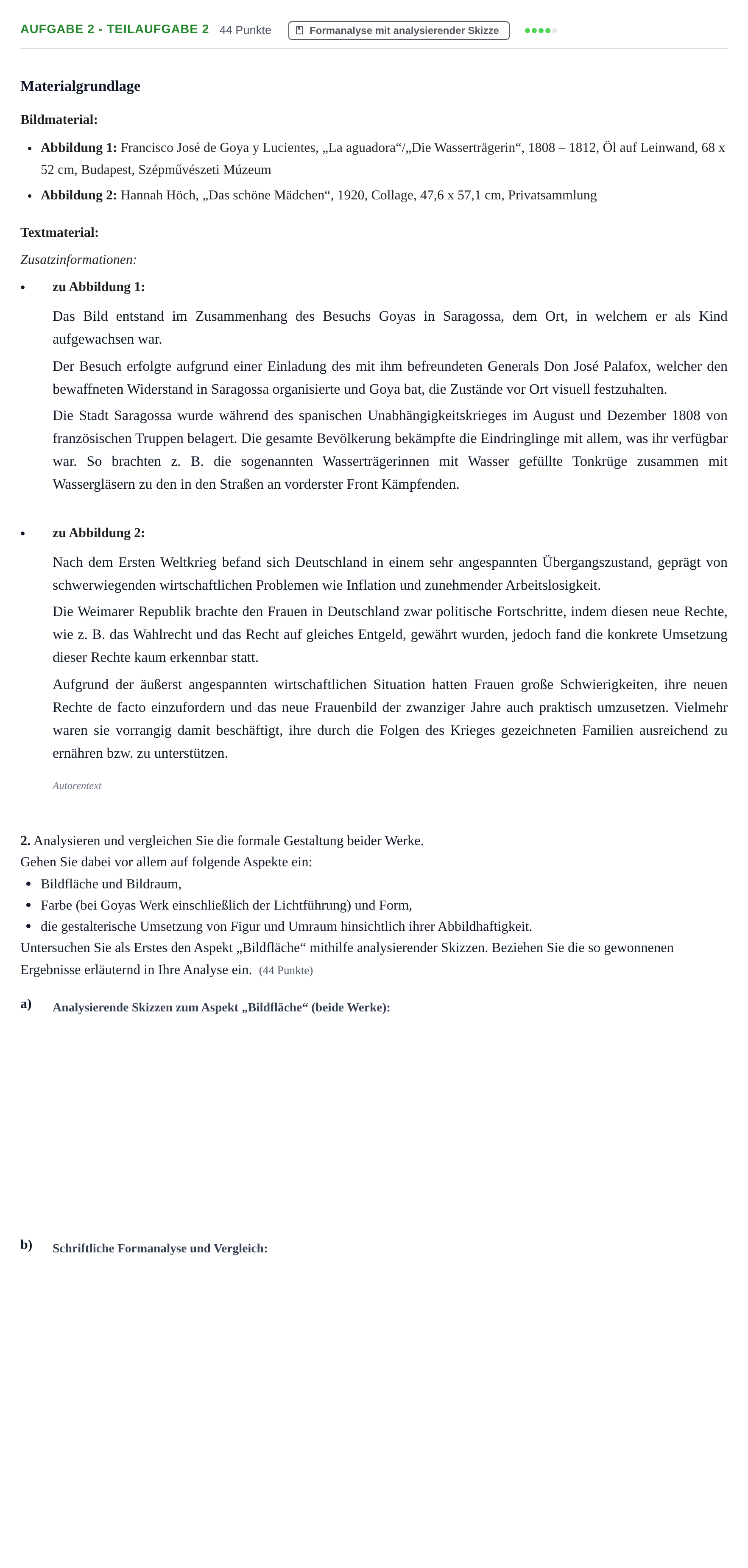 Aufgabenstellung: Aufgabe 2 - Teilaufgabe 2 · Abitur NRW Kunst LK · Nachtermin 2021