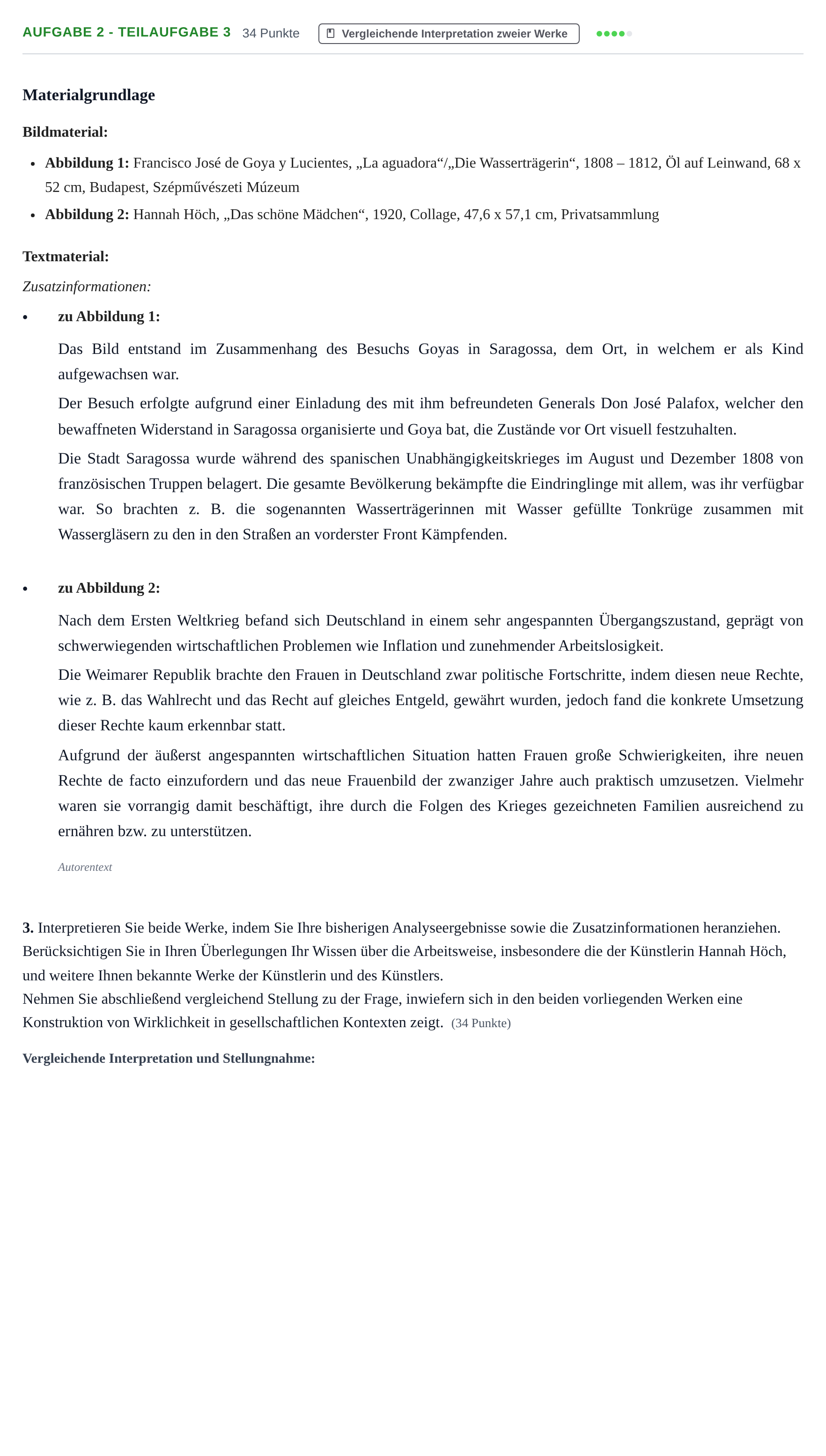 Aufgabenstellung: Aufgabe 2 - Teilaufgabe 3 · Abitur NRW Kunst LK · Nachtermin 2021