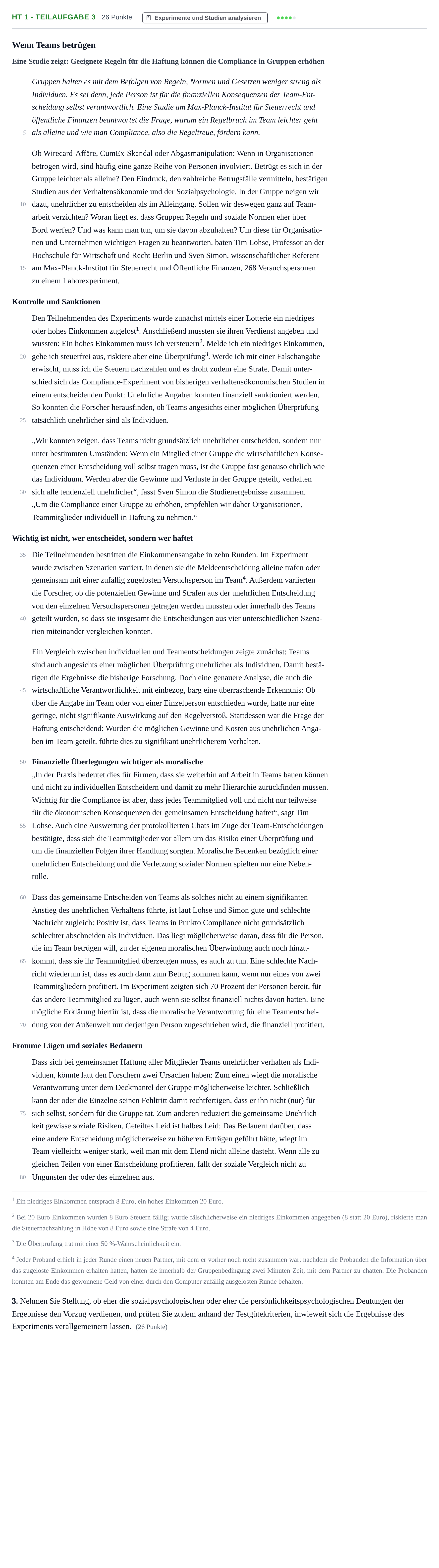 Aufgabenstellung: Aufgabe HT 1 - Teilaufgabe 3 · Abitur NRW Psychologie LK · Haupttermin · Weiterbildungskolleg 2023