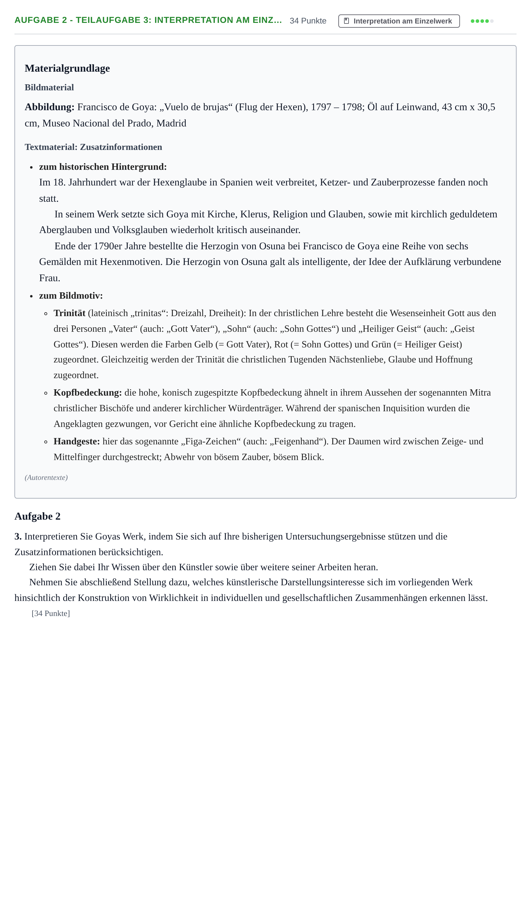 Aufgabenstellung: Aufgabe 2 - Teilaufgabe 3: Interpretation am Einz… · Abitur NRW Kunst GK · Haupttermin 2022