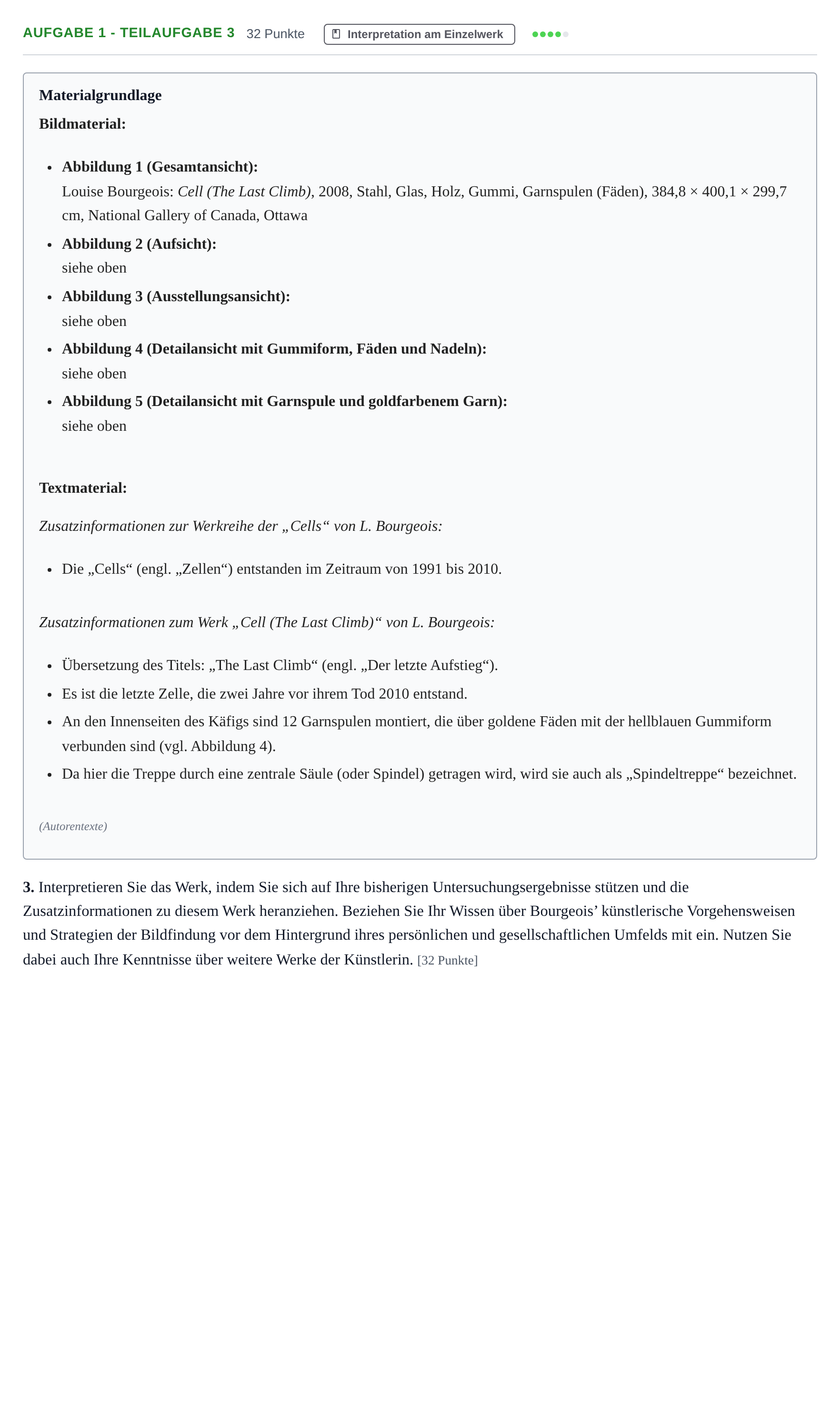 Aufgabenstellung: Aufgabe 1 - Teilaufgabe 3 · Abitur NRW Kunst GK · Haupttermin · Weiterbildungskolleg 2022