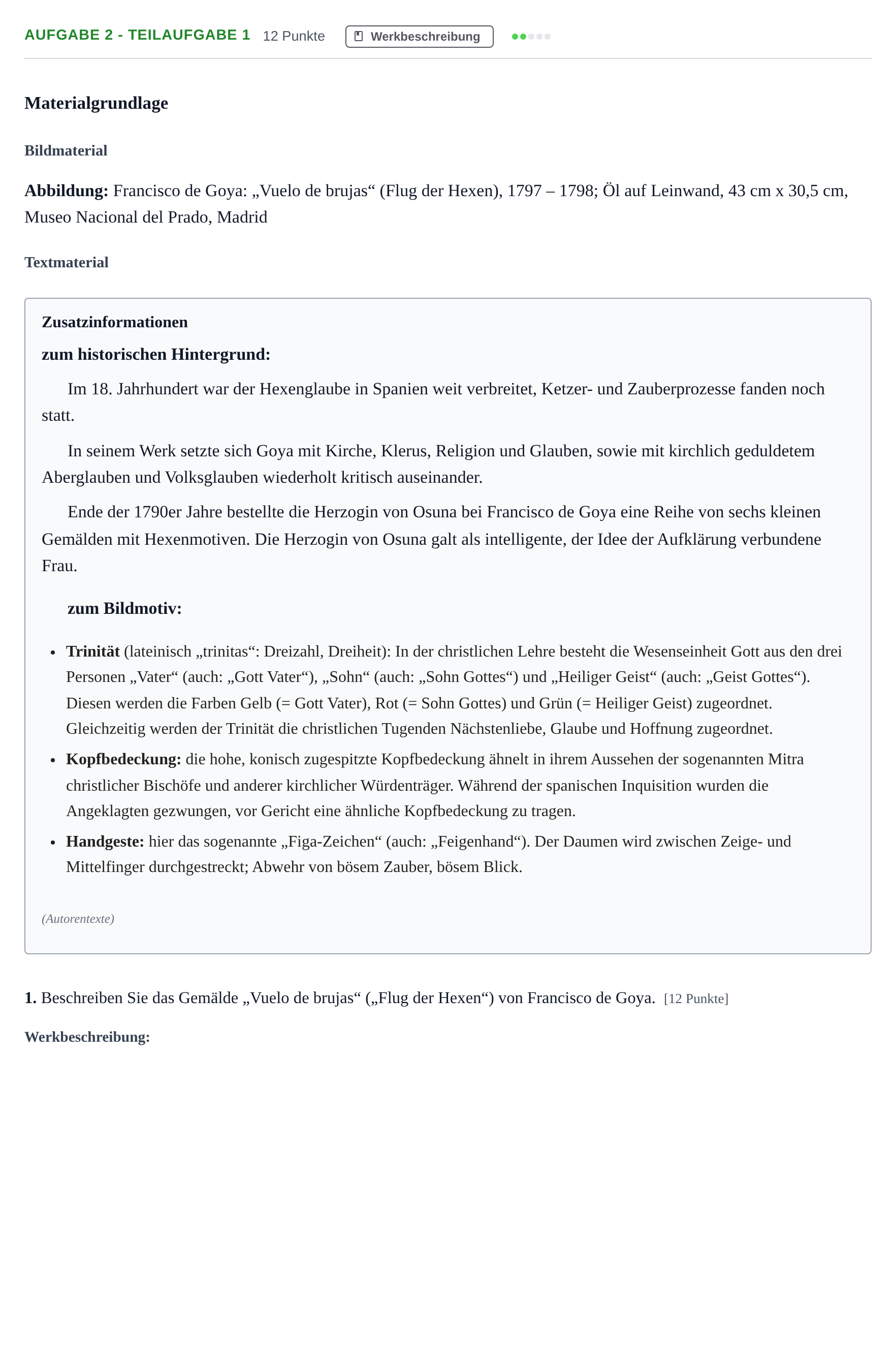 Aufgabenstellung: Aufgabe 2 - Teilaufgabe 1 · Abitur NRW Kunst GK · Haupttermin · Weiterbildungskolleg 2022