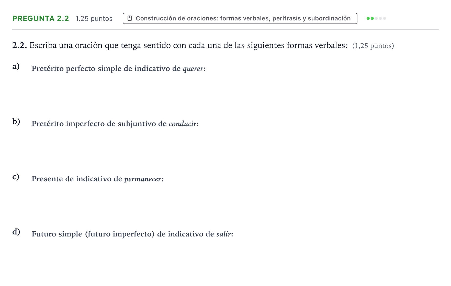 Enunciado: Pregunta 2.2 · Lengua Castellana y Literatura II PAU Galicia Extraordinaria 2026