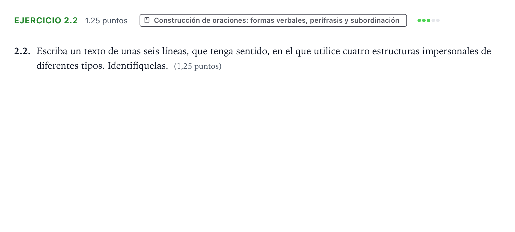 Enunciado: Ejercicio 2.2 · Lengua Castellana y Literatura II PAU Galicia Ordinaria 2026
