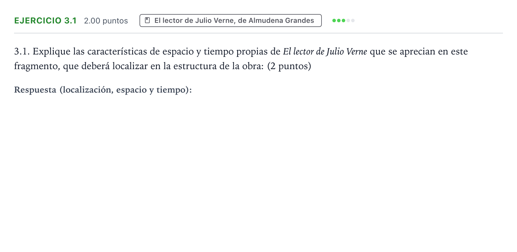 Enunciado: Ejercicio 3.1 · Lengua Castellana y Literatura II PAU Galicia Ordinaria 2026