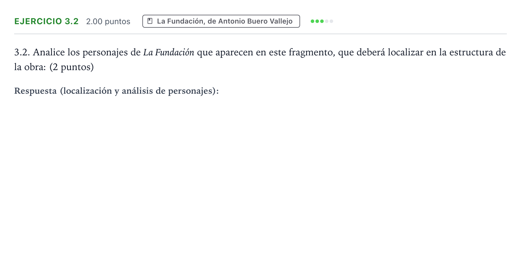 Enunciado: Ejercicio 3.2 · Lengua Castellana y Literatura II PAU Galicia Ordinaria 2026