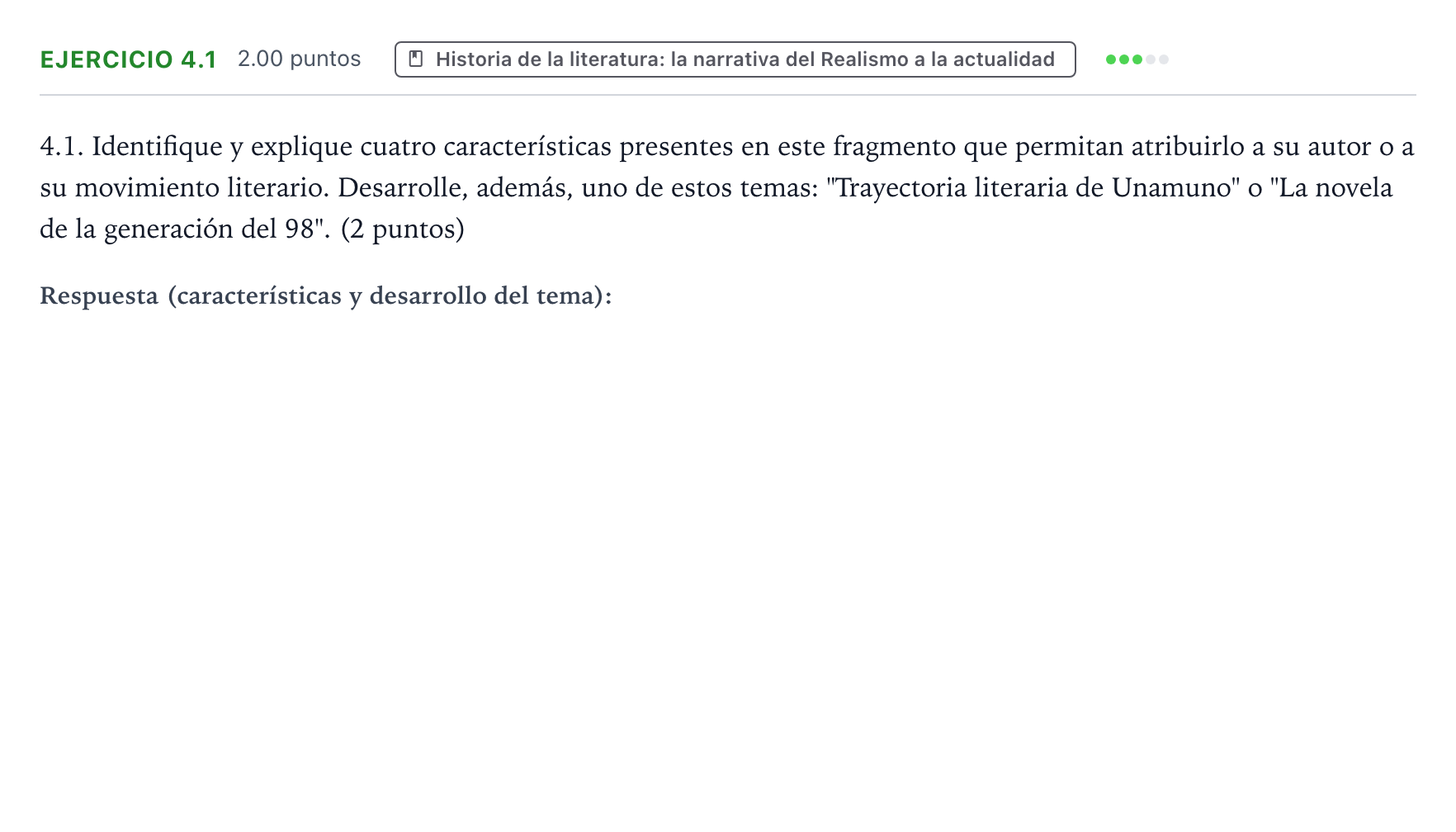 Enunciado: Ejercicio 4.1 · Lengua Castellana y Literatura II PAU Galicia Ordinaria 2026