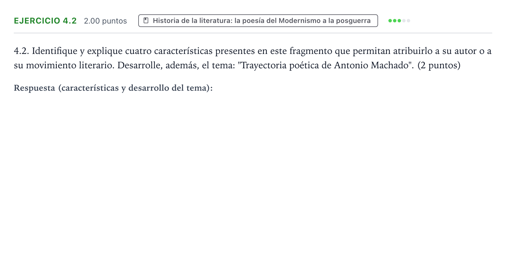Enunciado: Ejercicio 4.2 · Lengua Castellana y Literatura II PAU Galicia Ordinaria 2026
