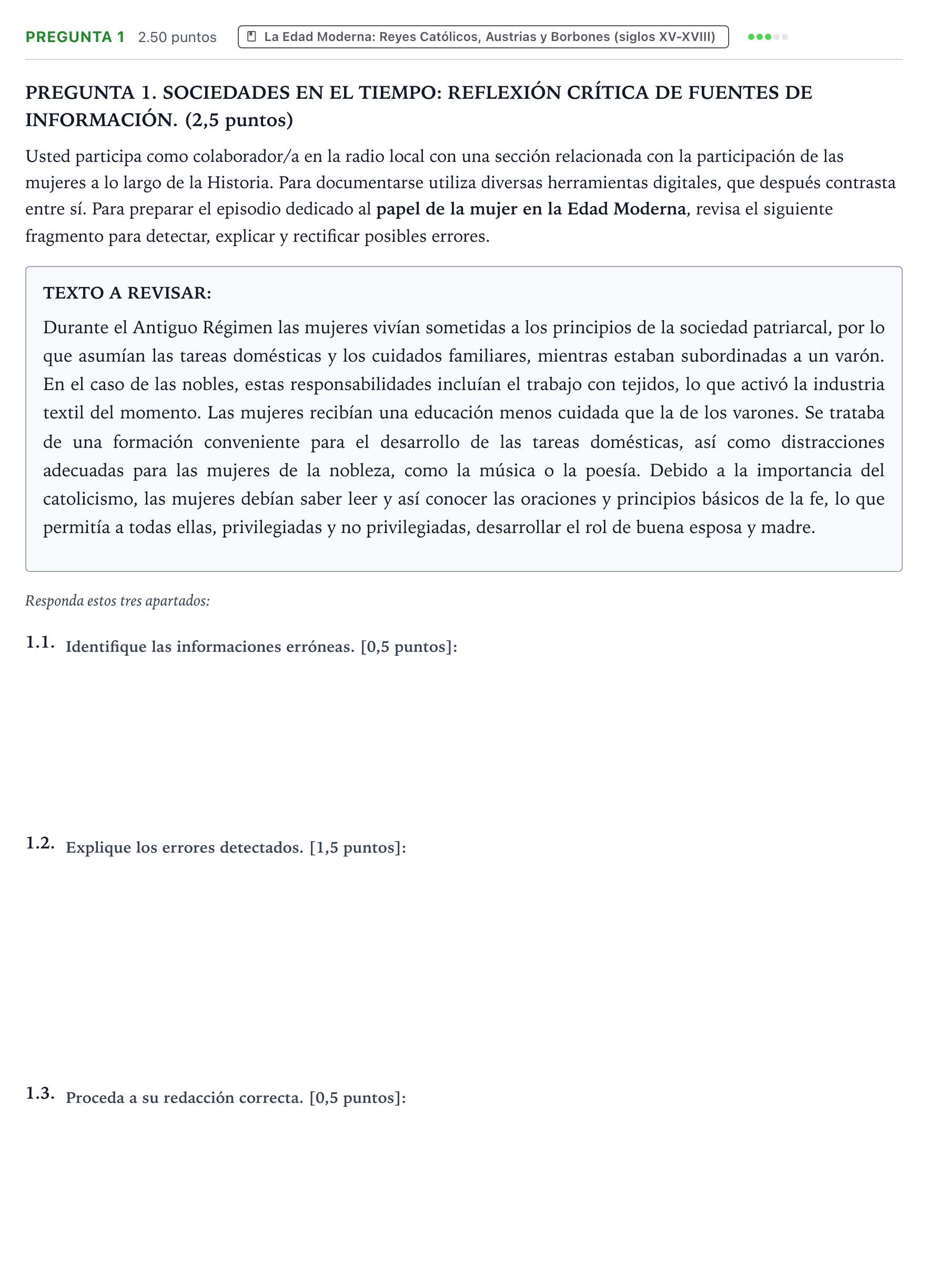 Enunciado: Pregunta 1 · Historia de España PAU Galicia Ordinaria 2026