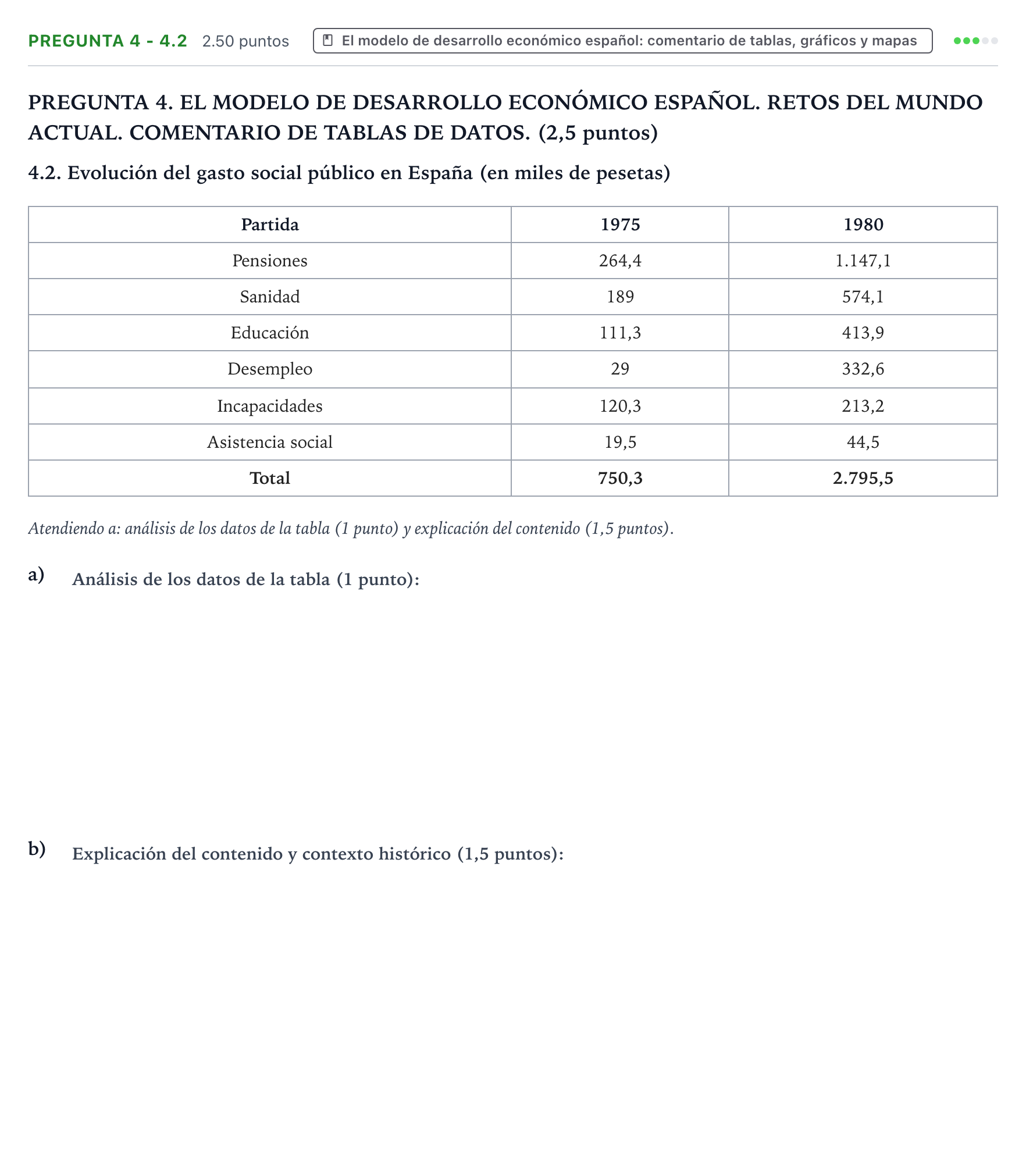 Enunciado: Pregunta 4 - 4.2 · Historia de España PAU Galicia Ordinaria 2026