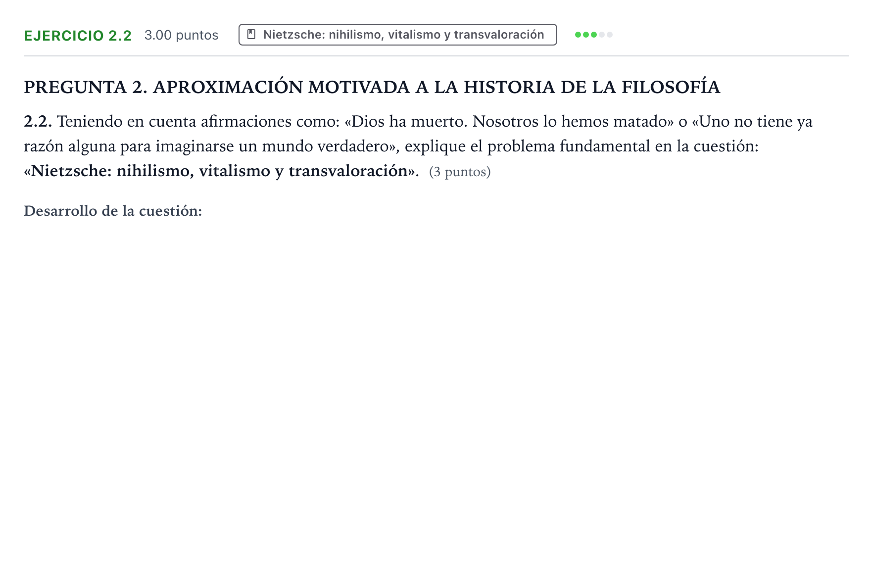 Enunciado: Ejercicio 2.2 · Historia de la Filosofía PAU Galicia Ordinaria 2026