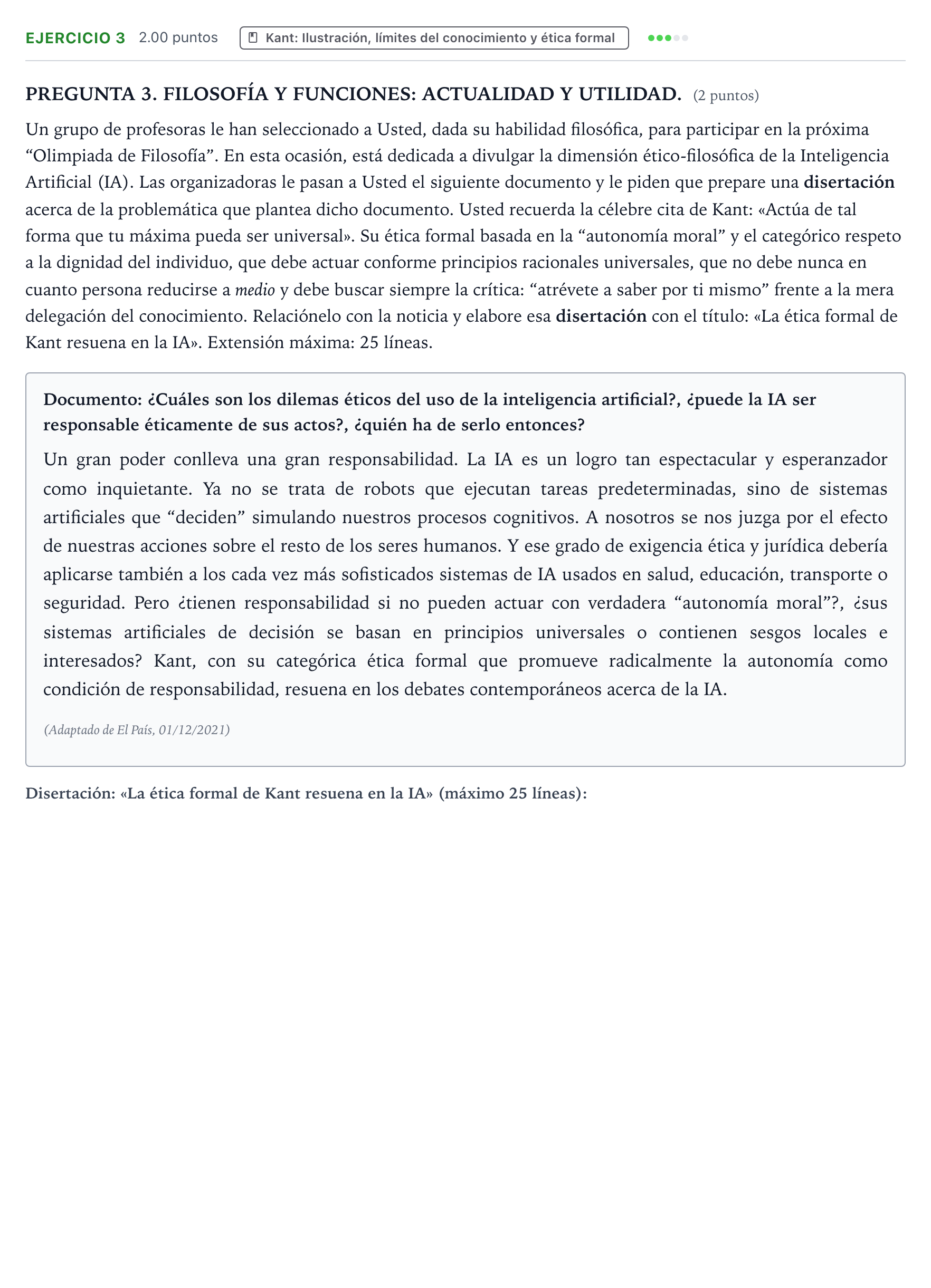 Enunciado: Problema 3 · Historia de la Filosofía PAU Galicia Ordinaria 2026