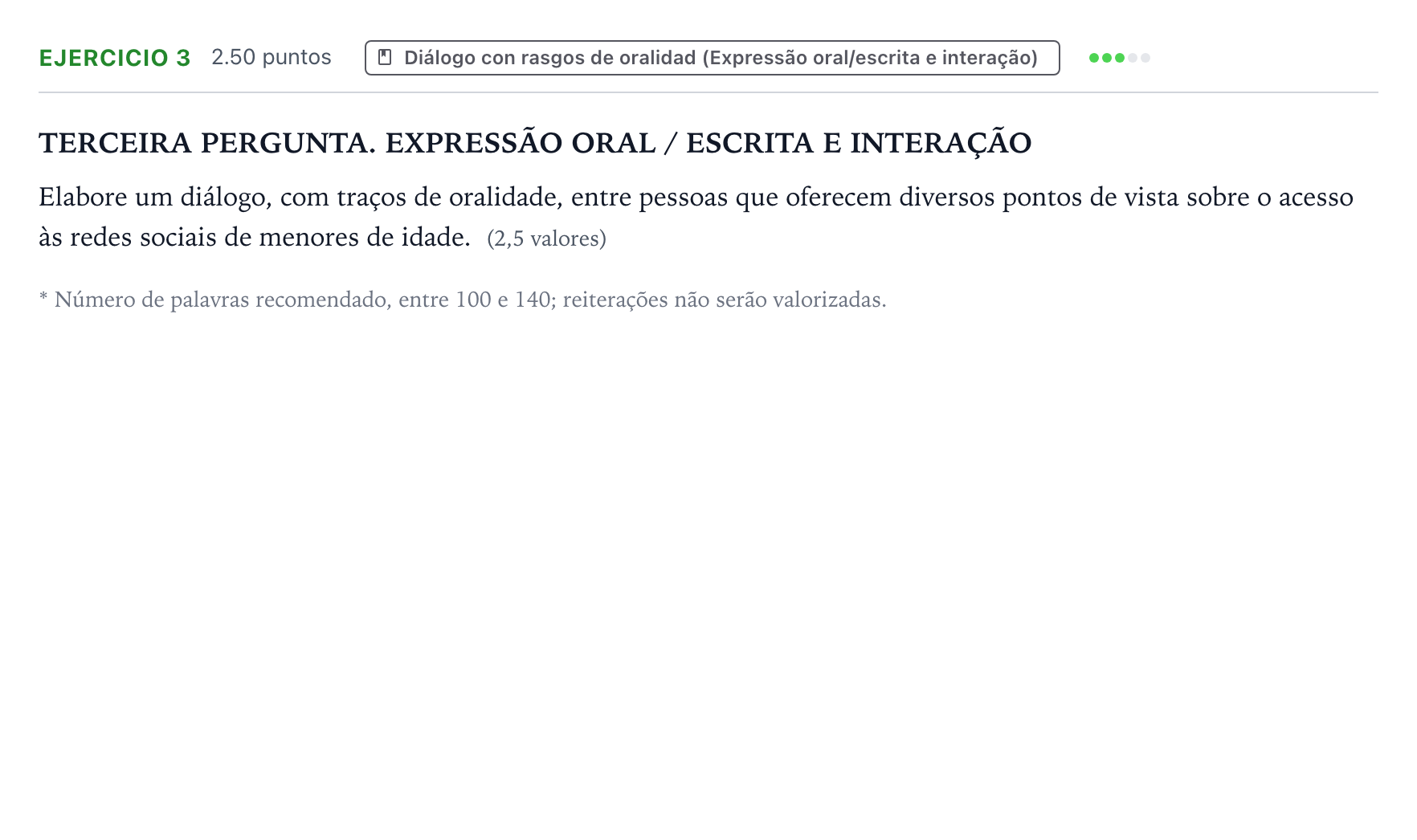 Enunciado: Problema 3 · Portugués PAU Galicia Extraordinaria 2026