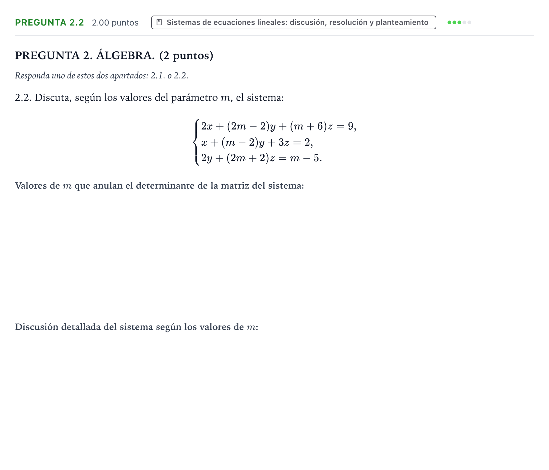 Enunciado: Pregunta 2.2 · Matemáticas II PAU Galicia Extraordinaria 2026